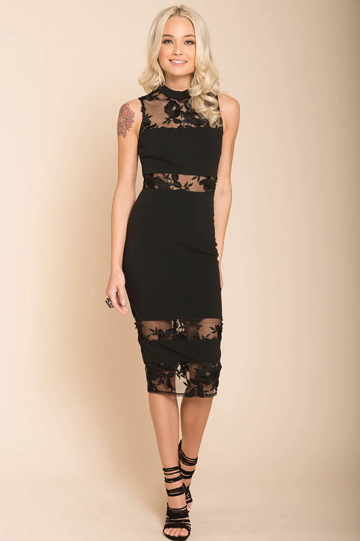 Drea Bodycon Cutout Club Dress Black - Seraphlike