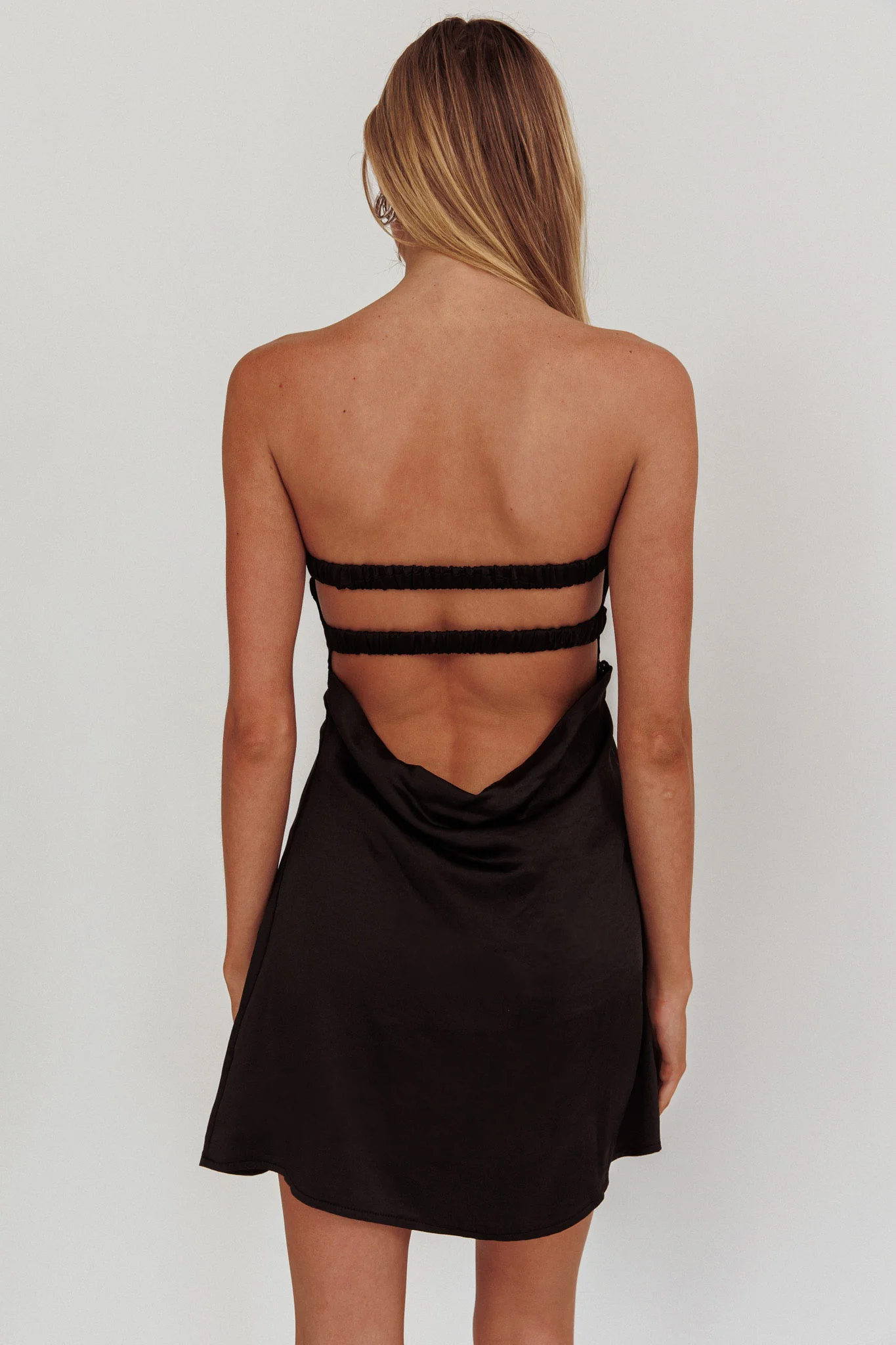 Sandi Bow Bust Mini Dress Black - Seraphlike