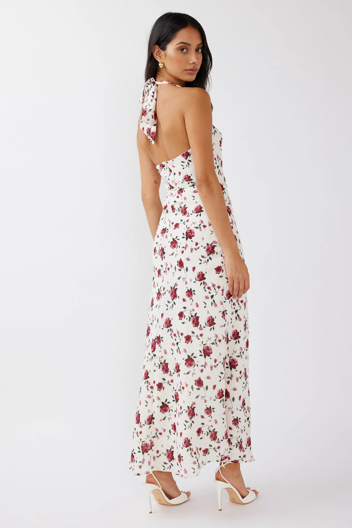 Love's Kiss Cowl Halterneck Maxi Dress Rose - Seraphlike