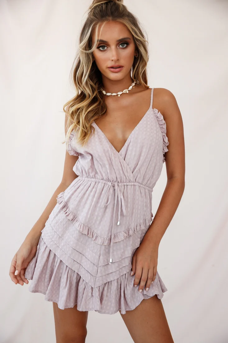 Willah Pintuck And Frill Detail Drawstring Dress Mauve - Seraphlike