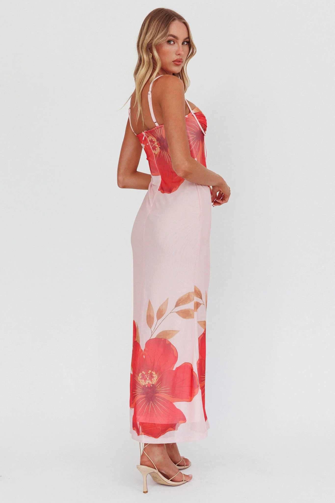 Fortune Bust Tie Maxi Dress Hibiscus Pink - Seraphlike