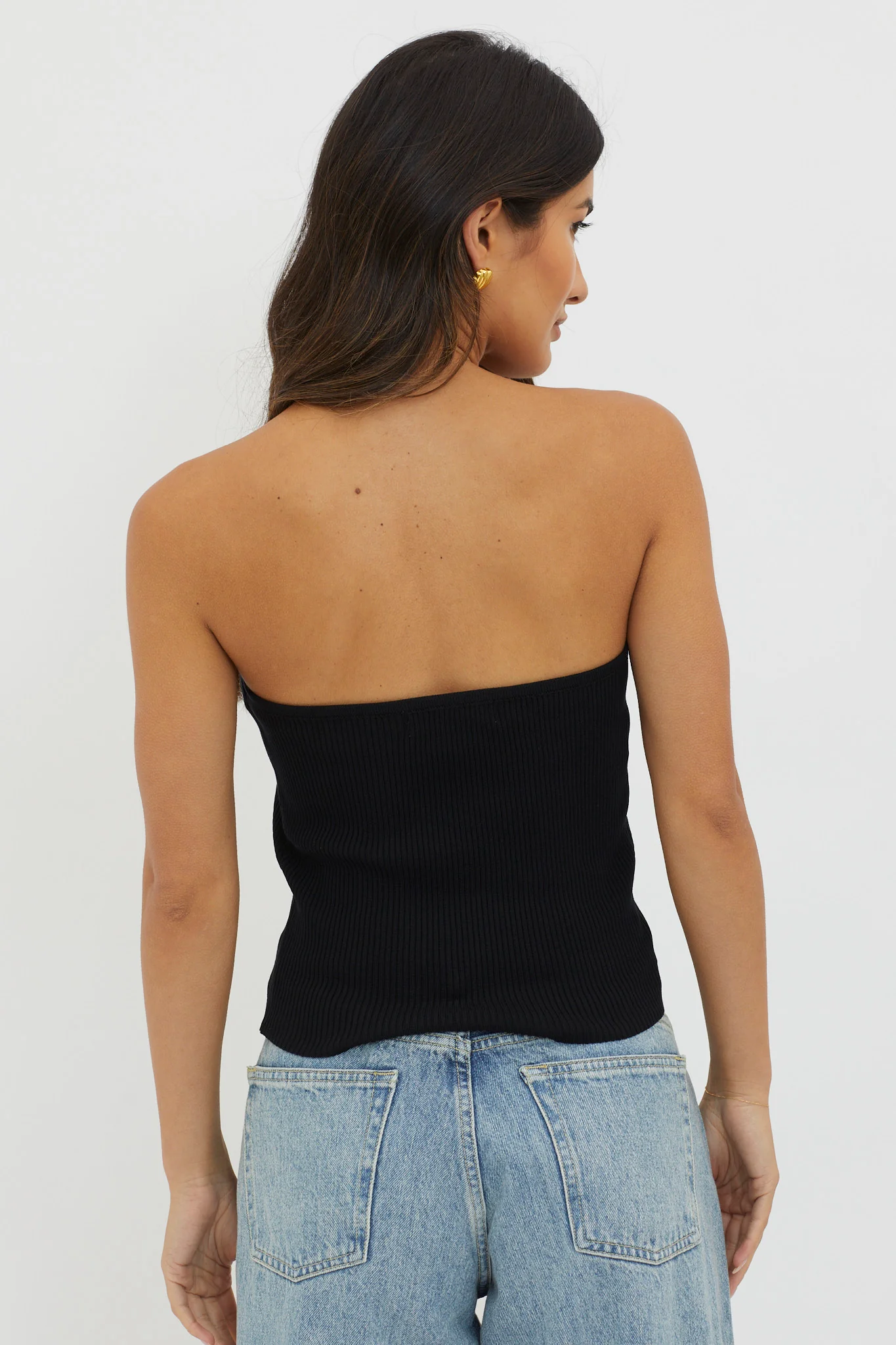 Flora Strapless Knit Top Black - Seraphlike