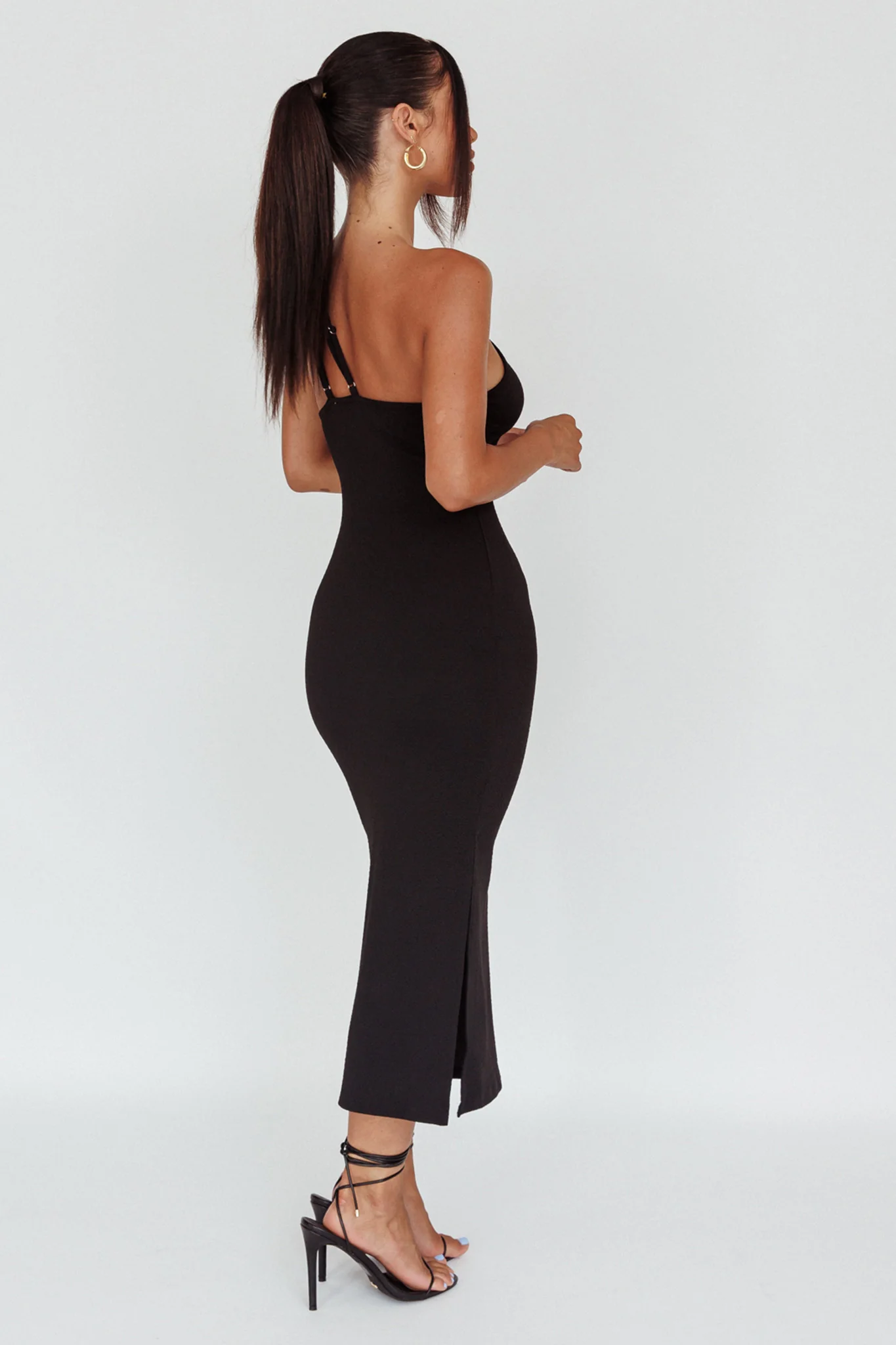 Planets Align Double Strap Midi Dress Black - Seraphlike