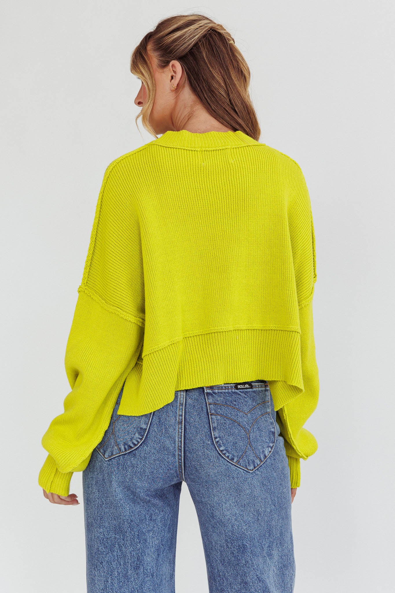Morning Frost Crop Ribbed Knit Sweater Green - Seraphlike