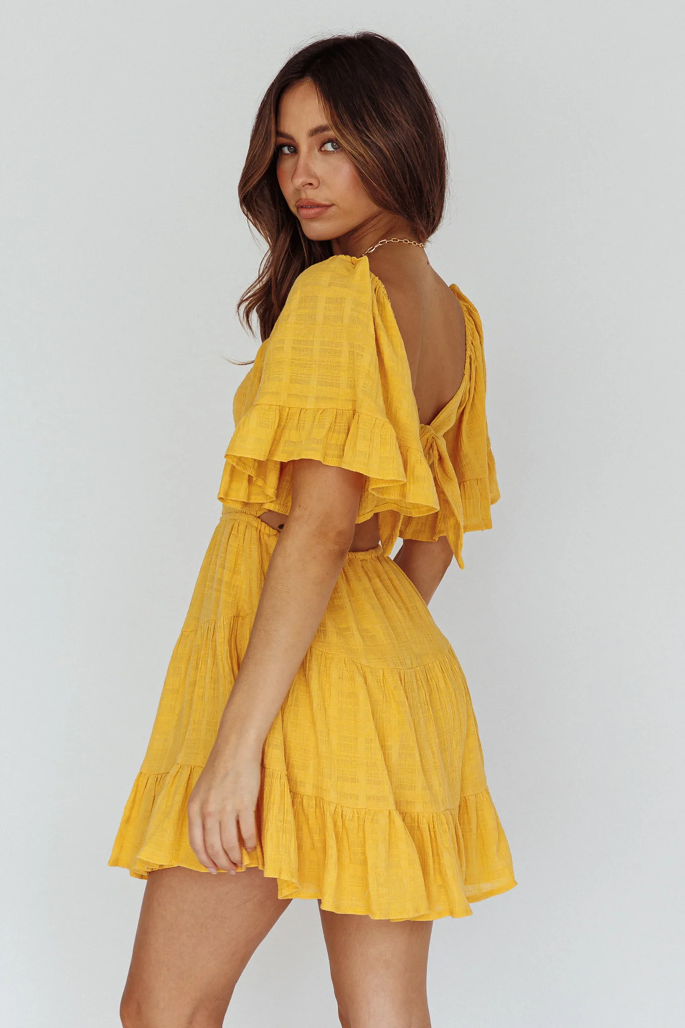 Sigourney Shirred Bust Dress Yellow - Seraphlike