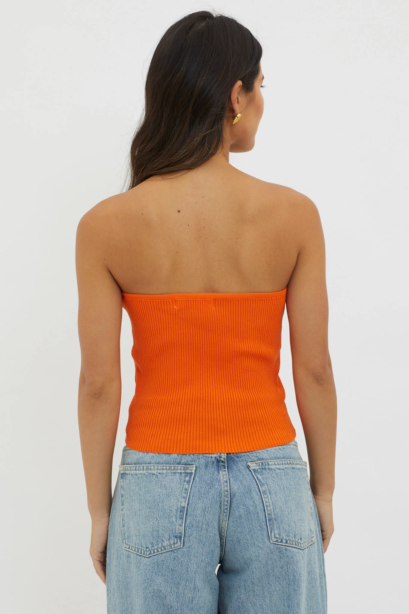 Flora Strapless Knit Top Orange - Seraphlike