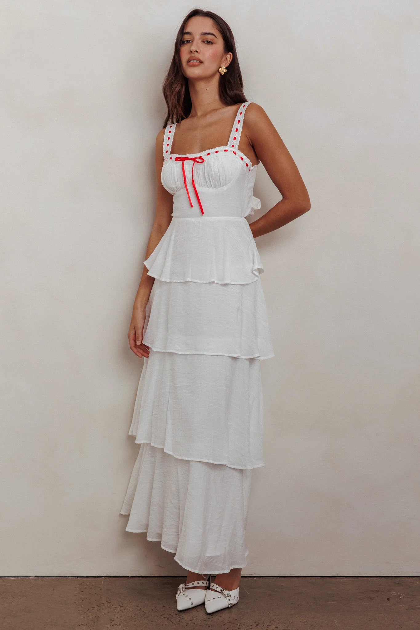 Provence Bloom Tiered Ruffle Maxi Dress Off White - Seraphlike