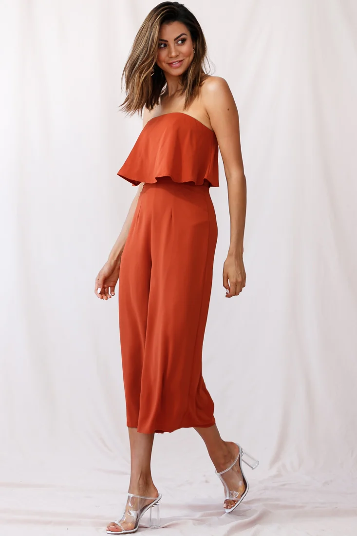 Monserrat Frill Bust Jumpsuit Umber - Seraphlike