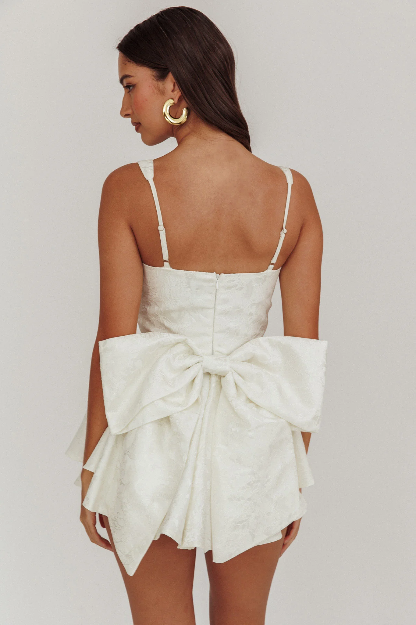 All To You Jacquard Bow Romper White - Seraphlike