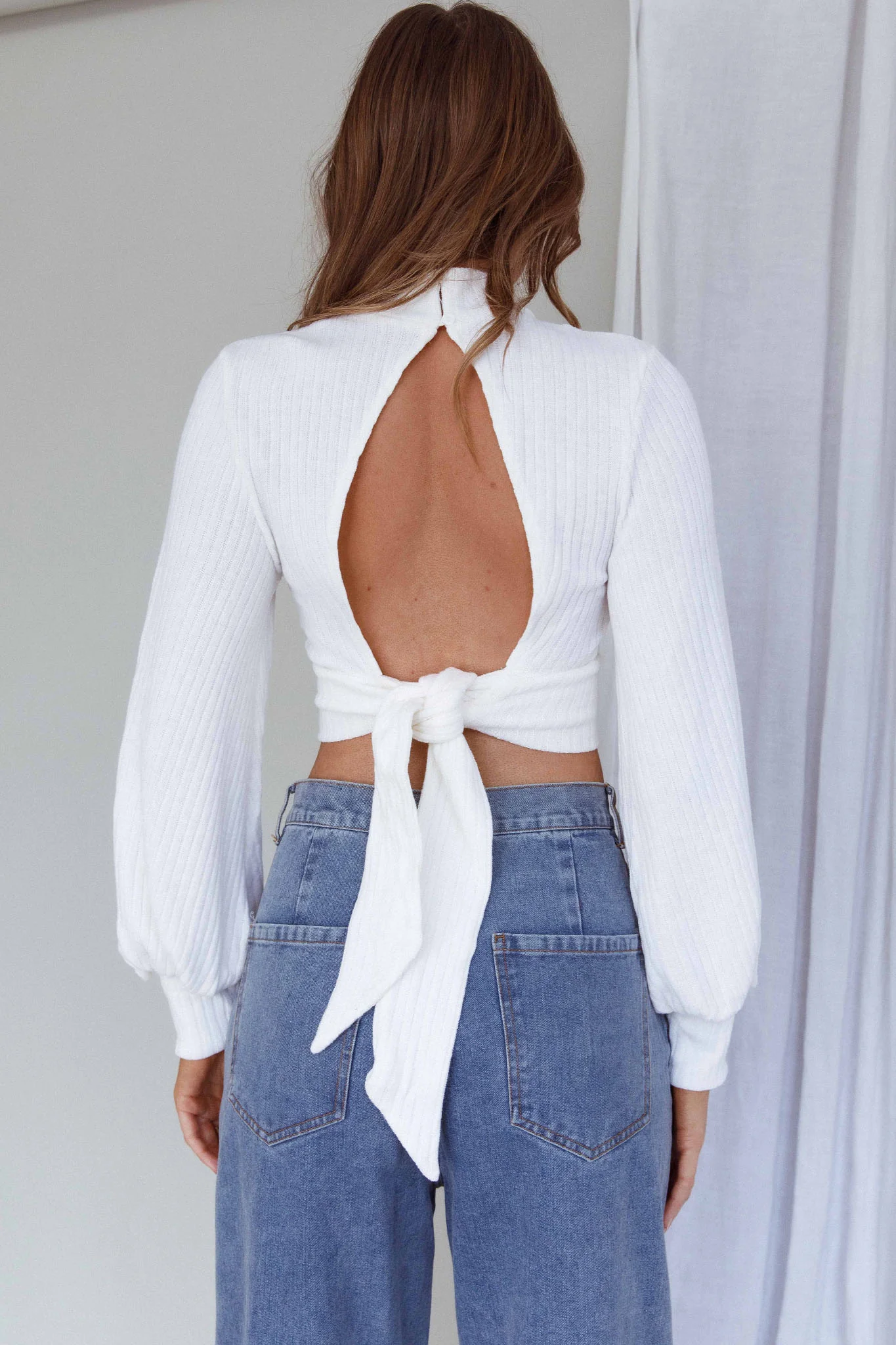 Prove It Keyhole Front Backless Knit Crop Top White - Seraphlike