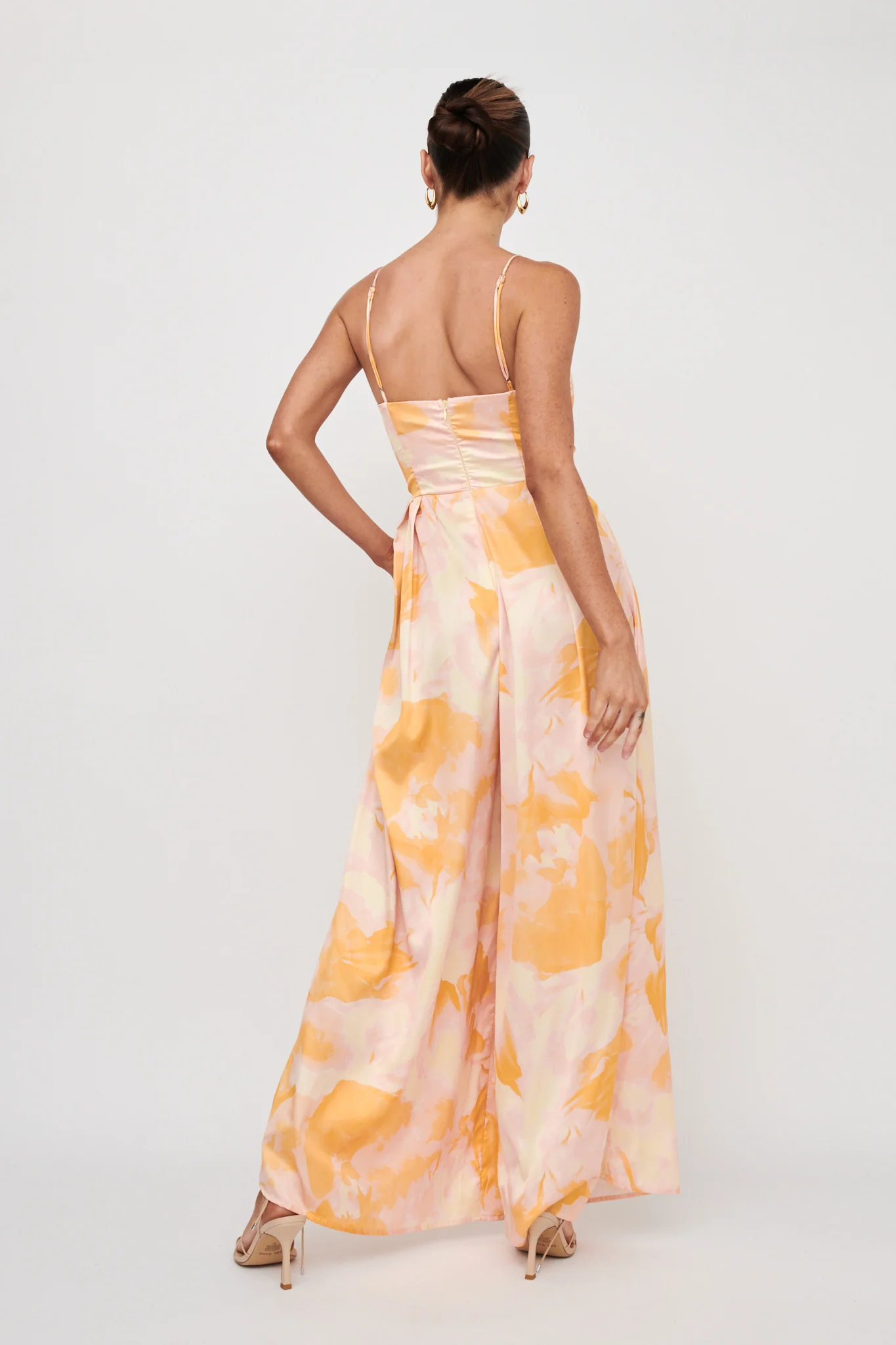 Tammi Cut-Out Waist Jumpsuit Abstract Yellow - Seraphlike