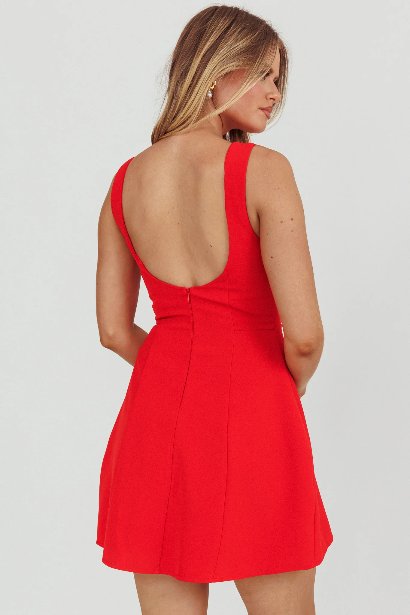 Opulent Sleeveless A-Line Mini Dress Red - Seraphlike