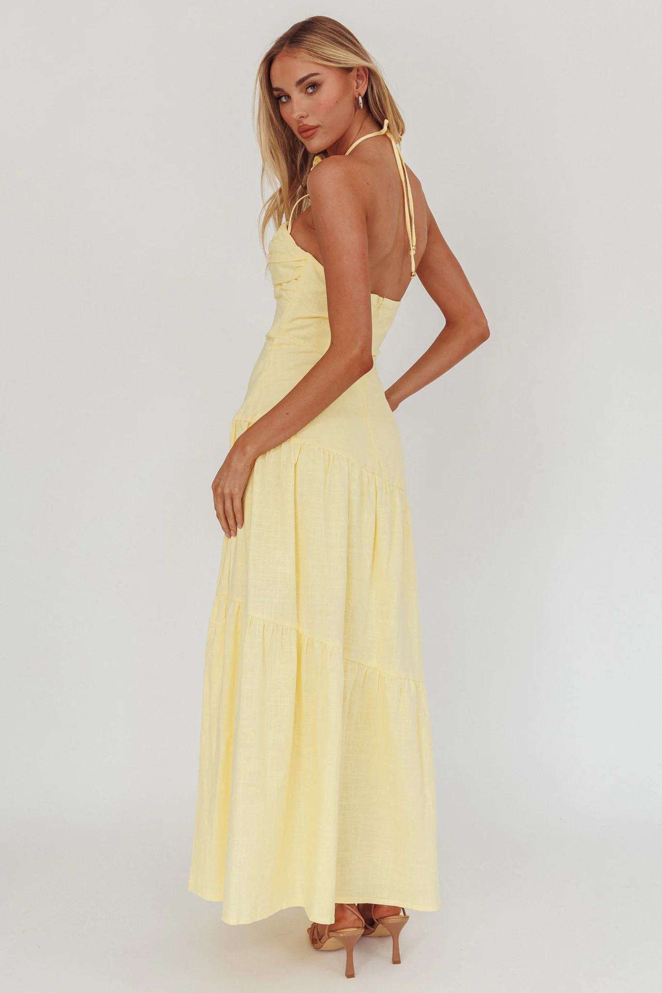 Bondi Rose Decoration Maxi Dress Lemon - Seraphlike