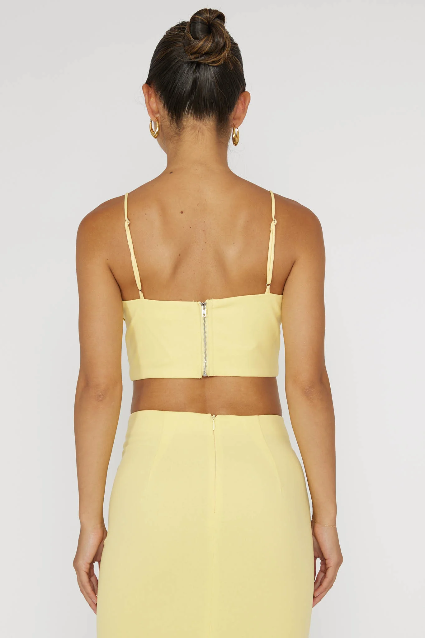 Ferrera Piping Trim Crop Top Yellow - Seraphlike
