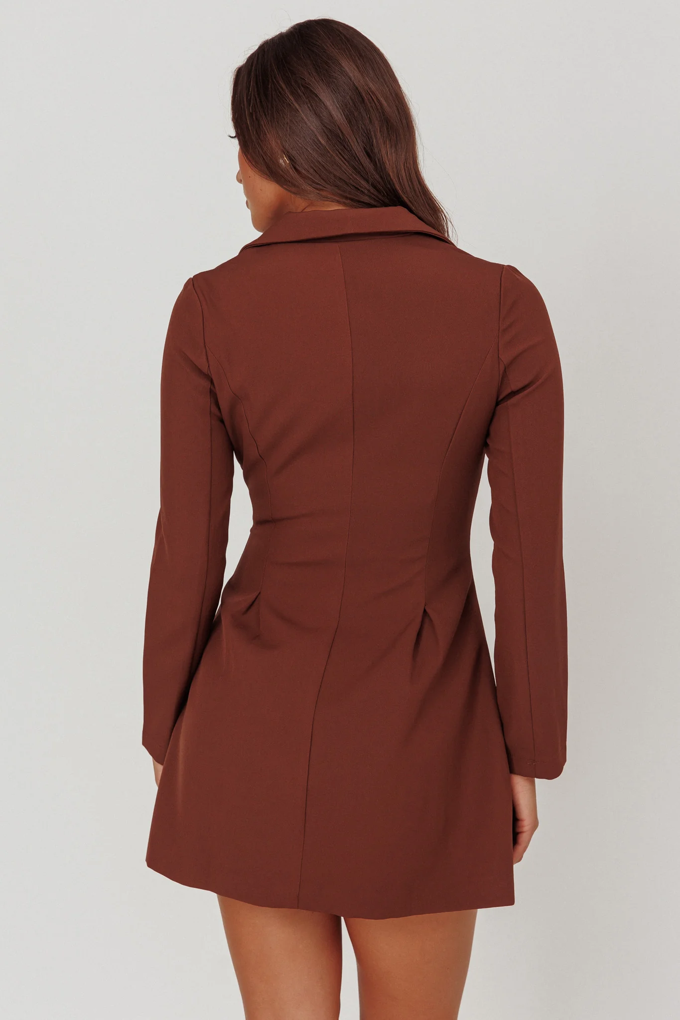 Austria Double Breasted Mini Dress Chocolate - Seraphlike