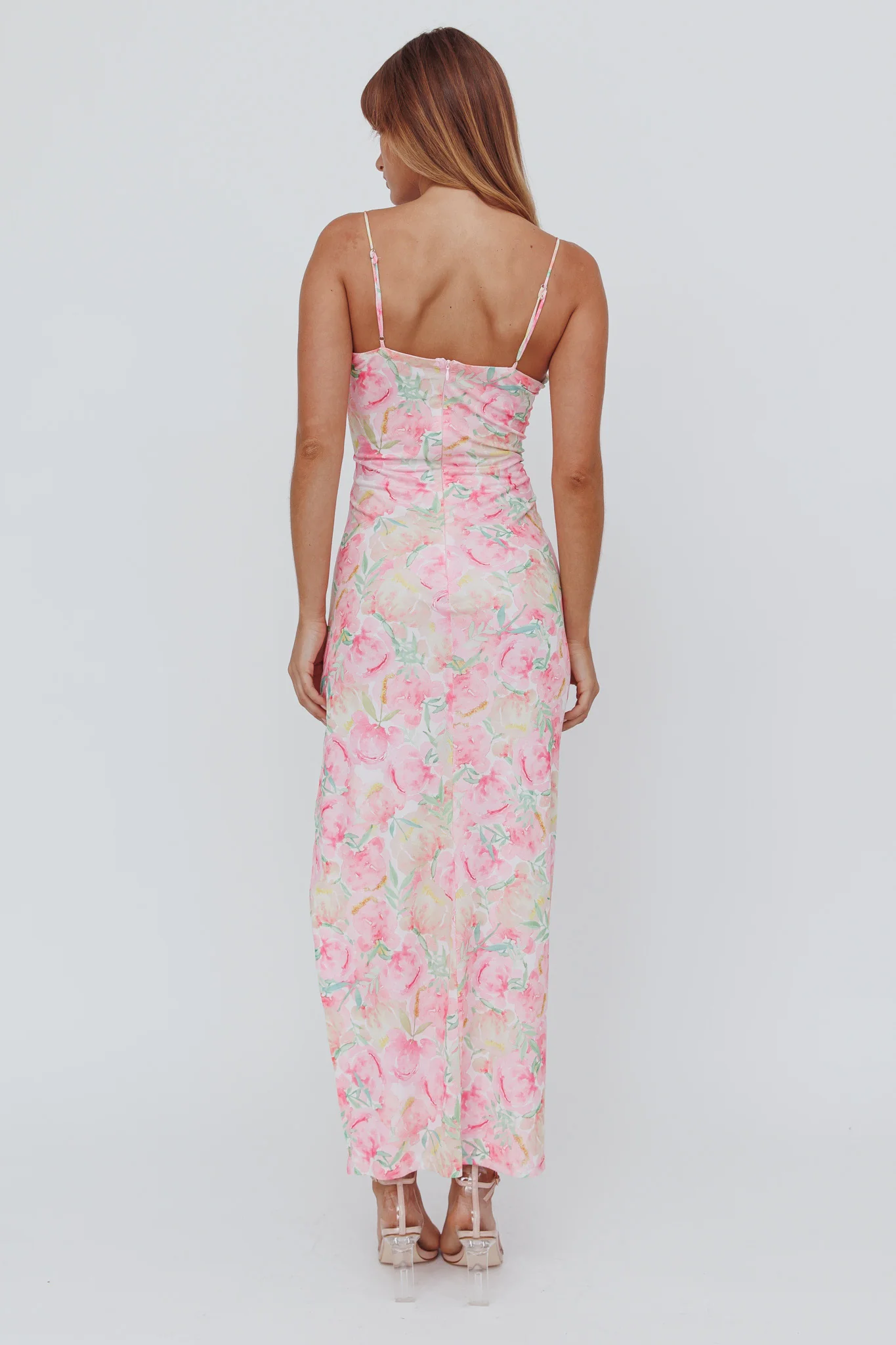 Catriona Split Ruffle Midi Dress Floral Yellow - Seraphlike