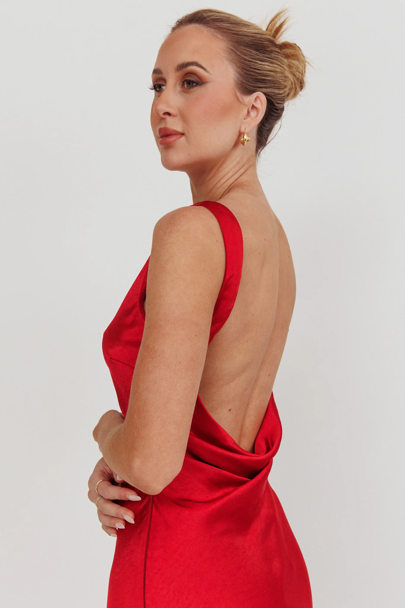 Carmine Satin Sleeveless Maxi Dress Wine - Seraphlike