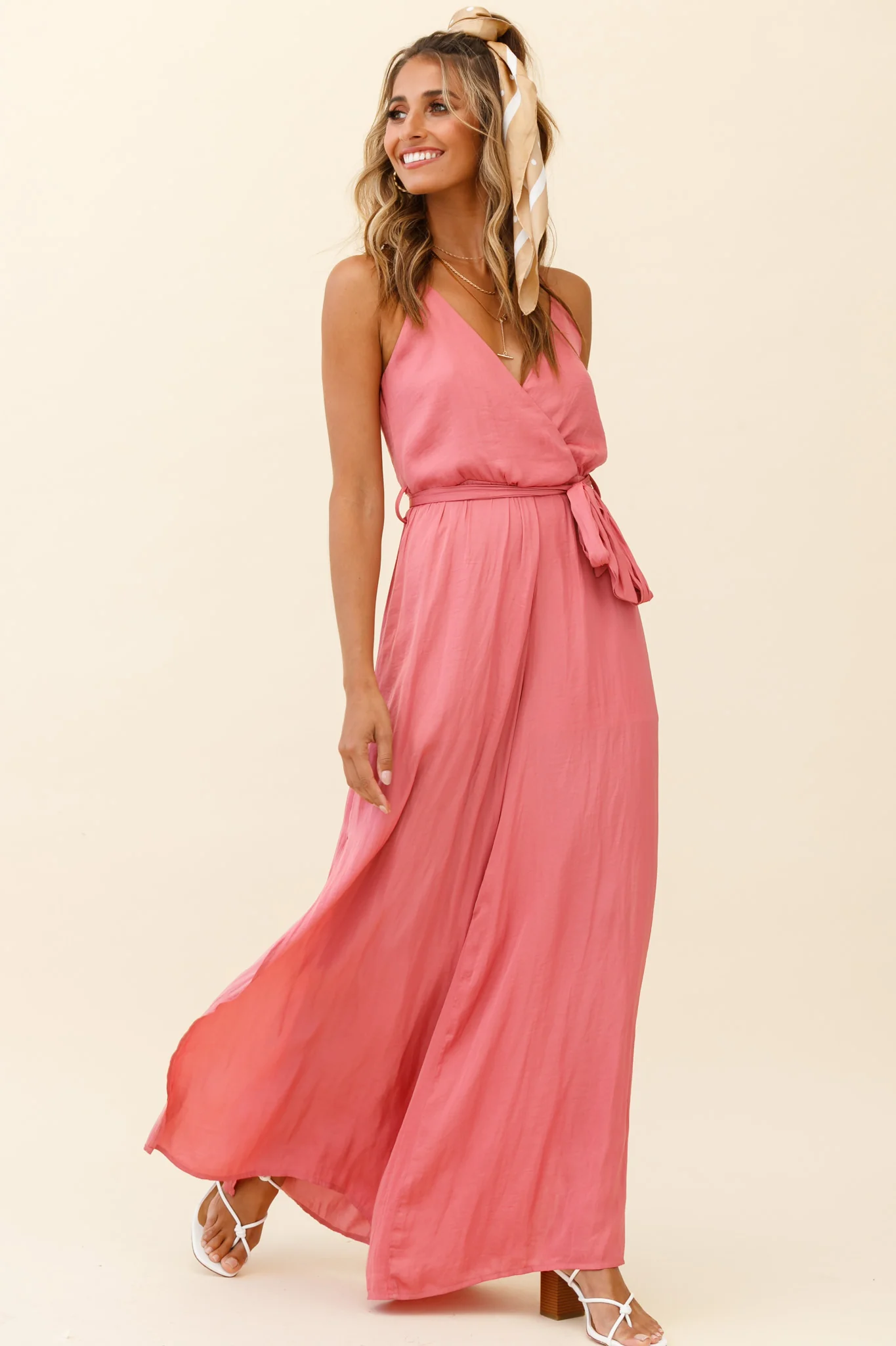 Miso Wide-Leg Cami Jumpsuit Rose - Seraphlike