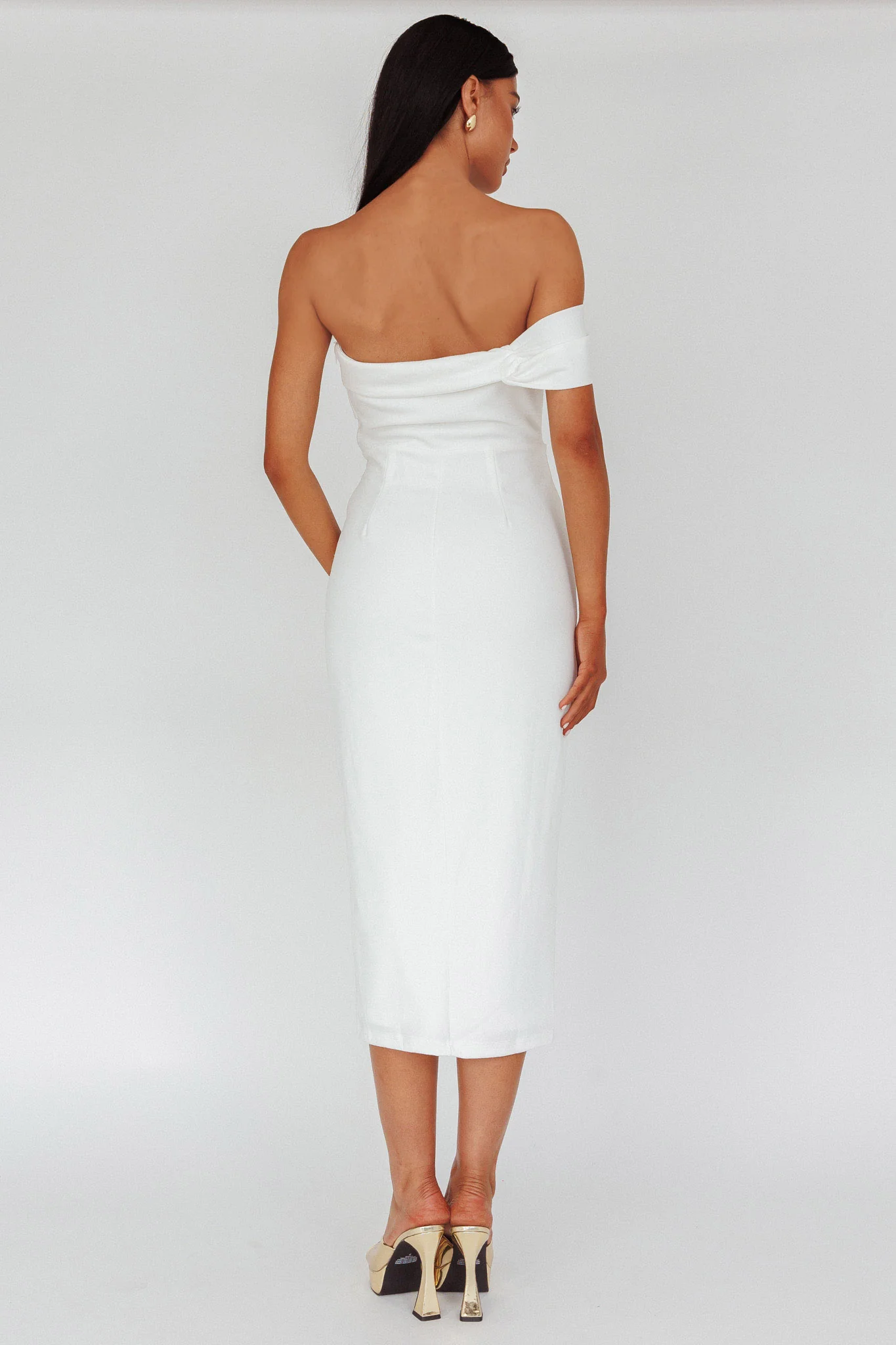 First Impressions One Shoulder Midi Dress White - Seraphlike
