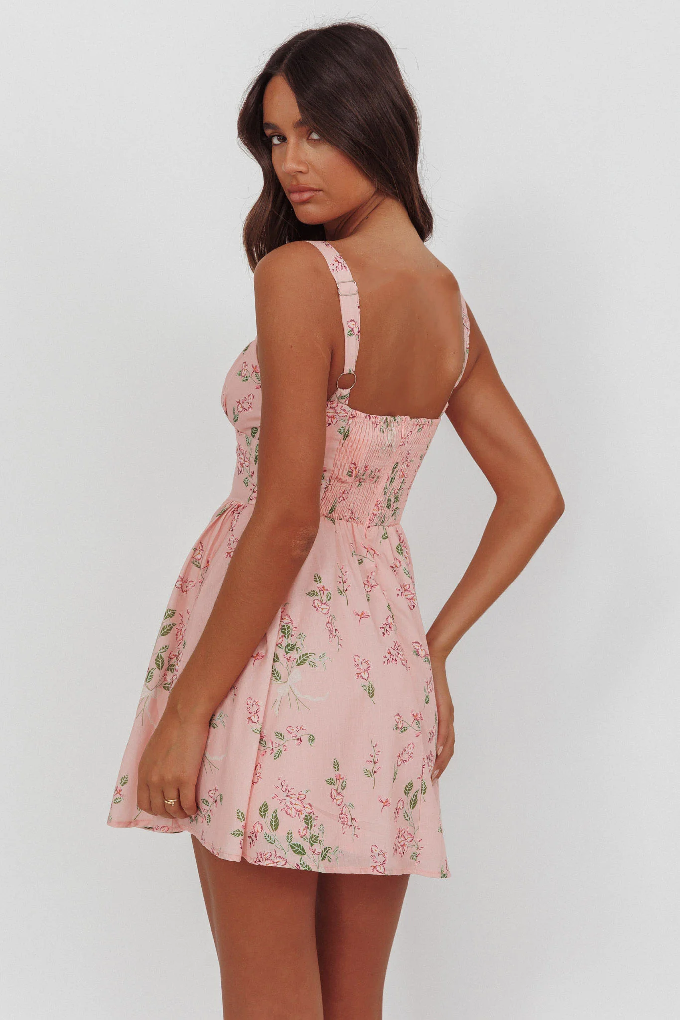 Seen The Light Tie Bust Mini Dress Floral Blush - Seraphlike