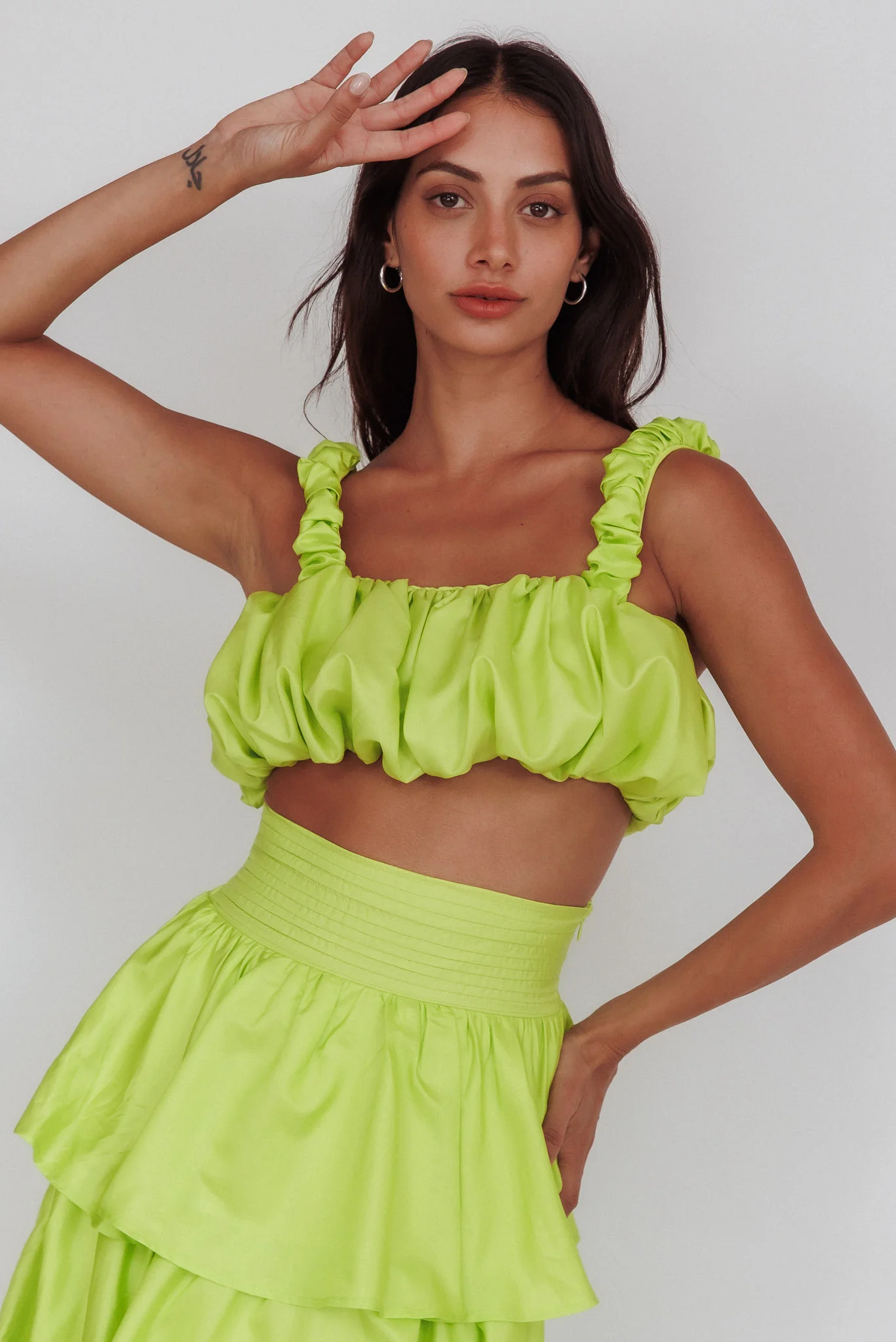 Sozo Bubble Crop Top Lime - Seraphlike