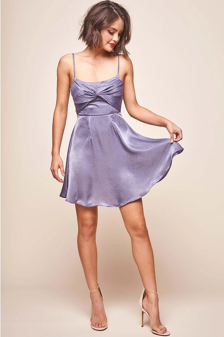 Amanda Twist Bust A-Line Dress Midnight Blue - Seraphlike