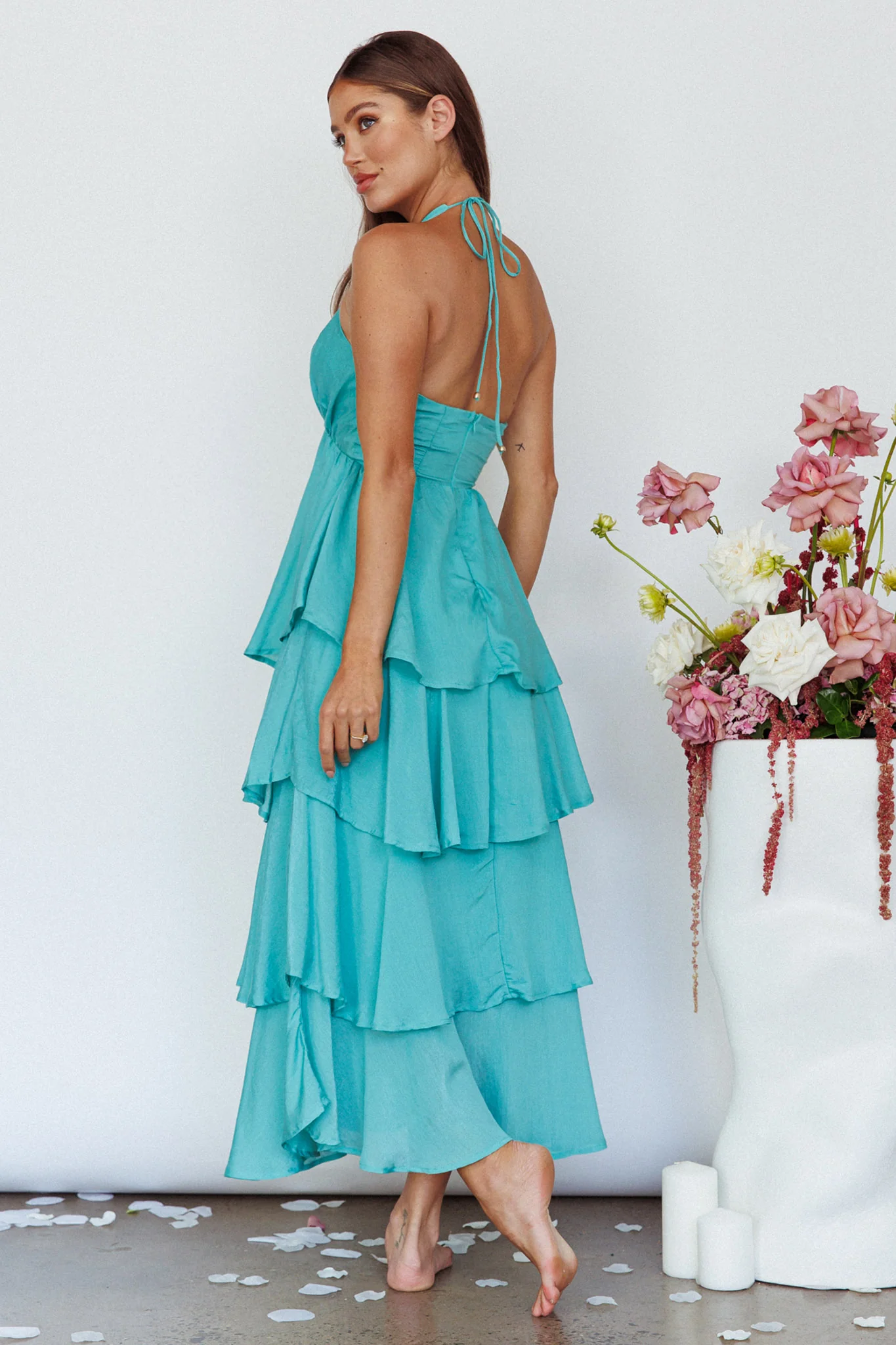 Catalina Tiered Ruffle Maxi Dress Mint - Seraphlike