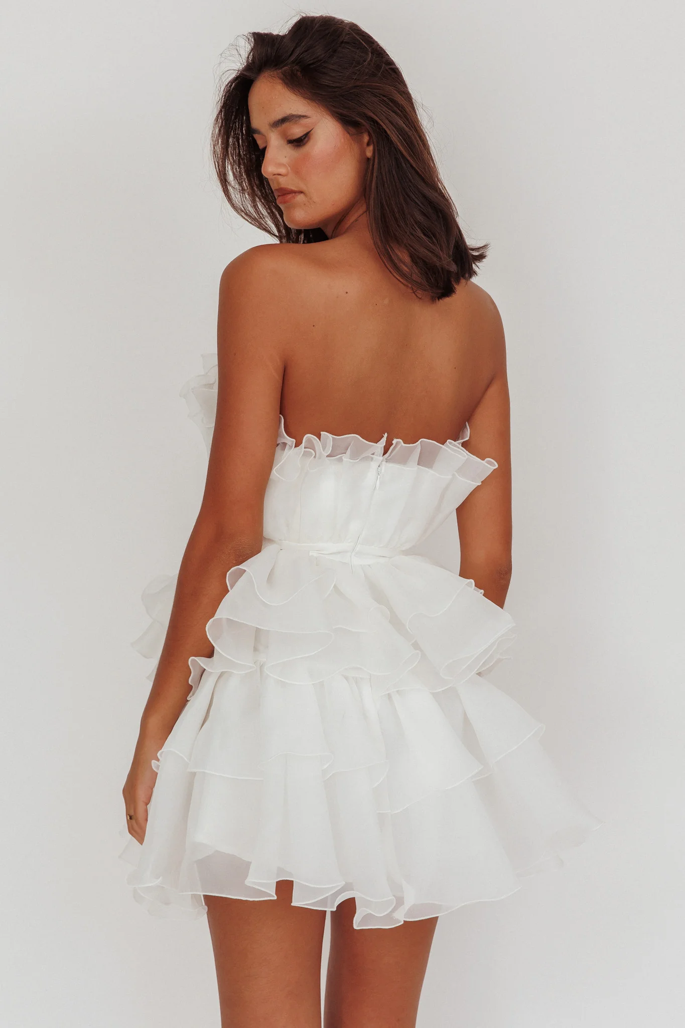 Bon Bon Tiered Organza Mini Dress White - Seraphlike