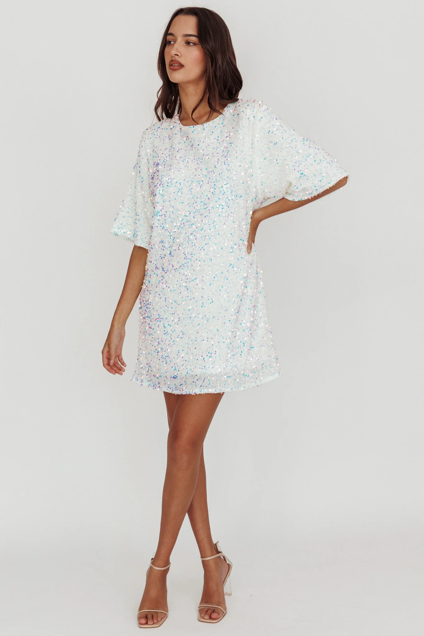 Miramar Backless Sequin Dress White - Seraphlike