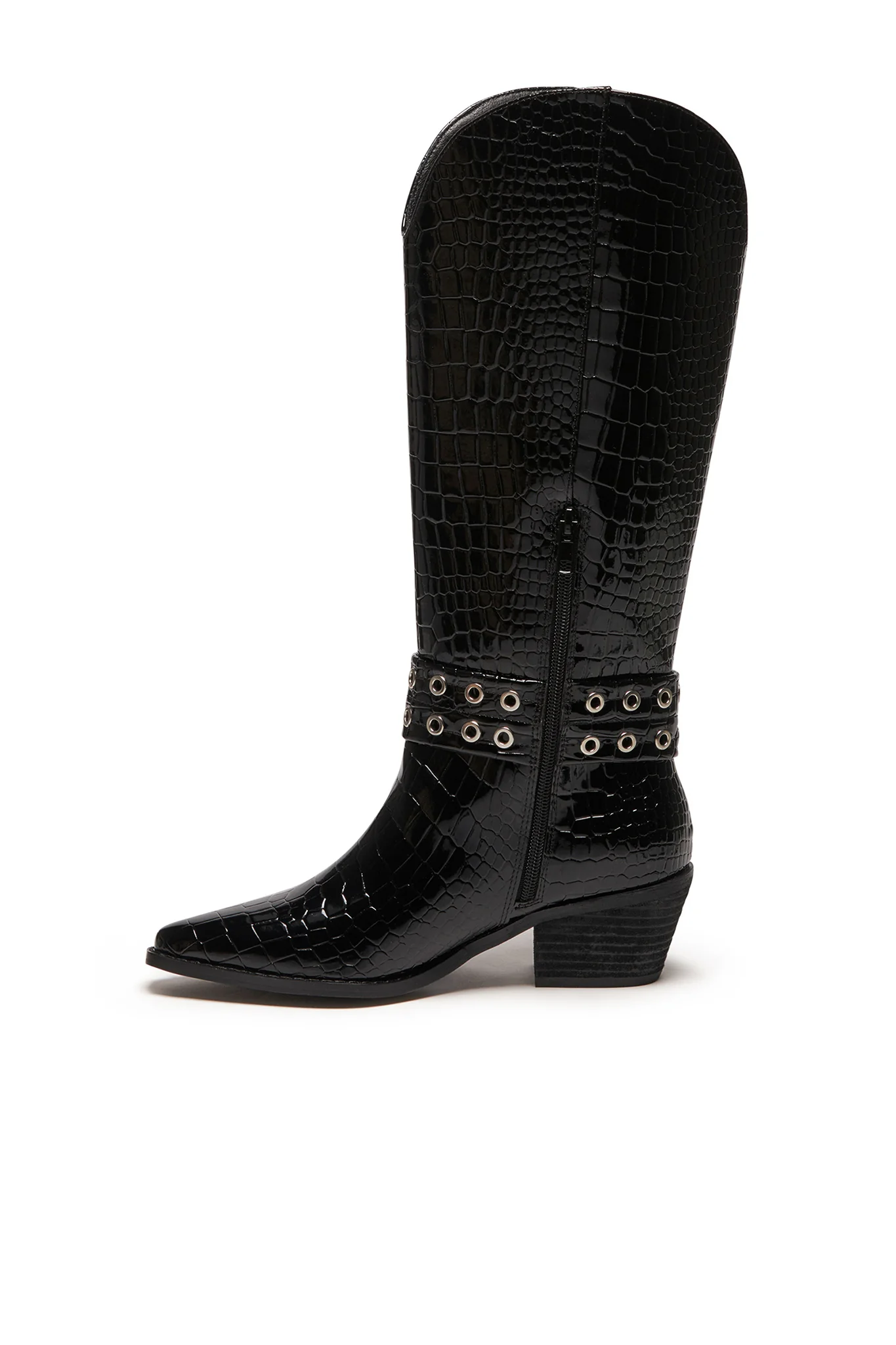 THERAPY Maiden Cowboy Boot Black Patent Croc - Seraphlike