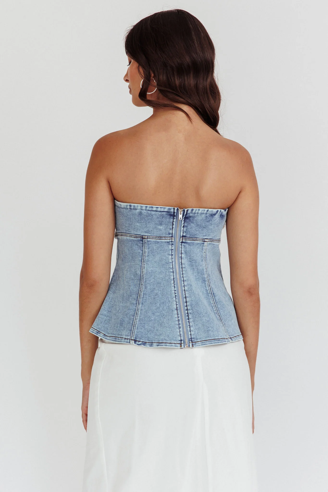 Cathlin Strapless Top Denim Blue - Seraphlike