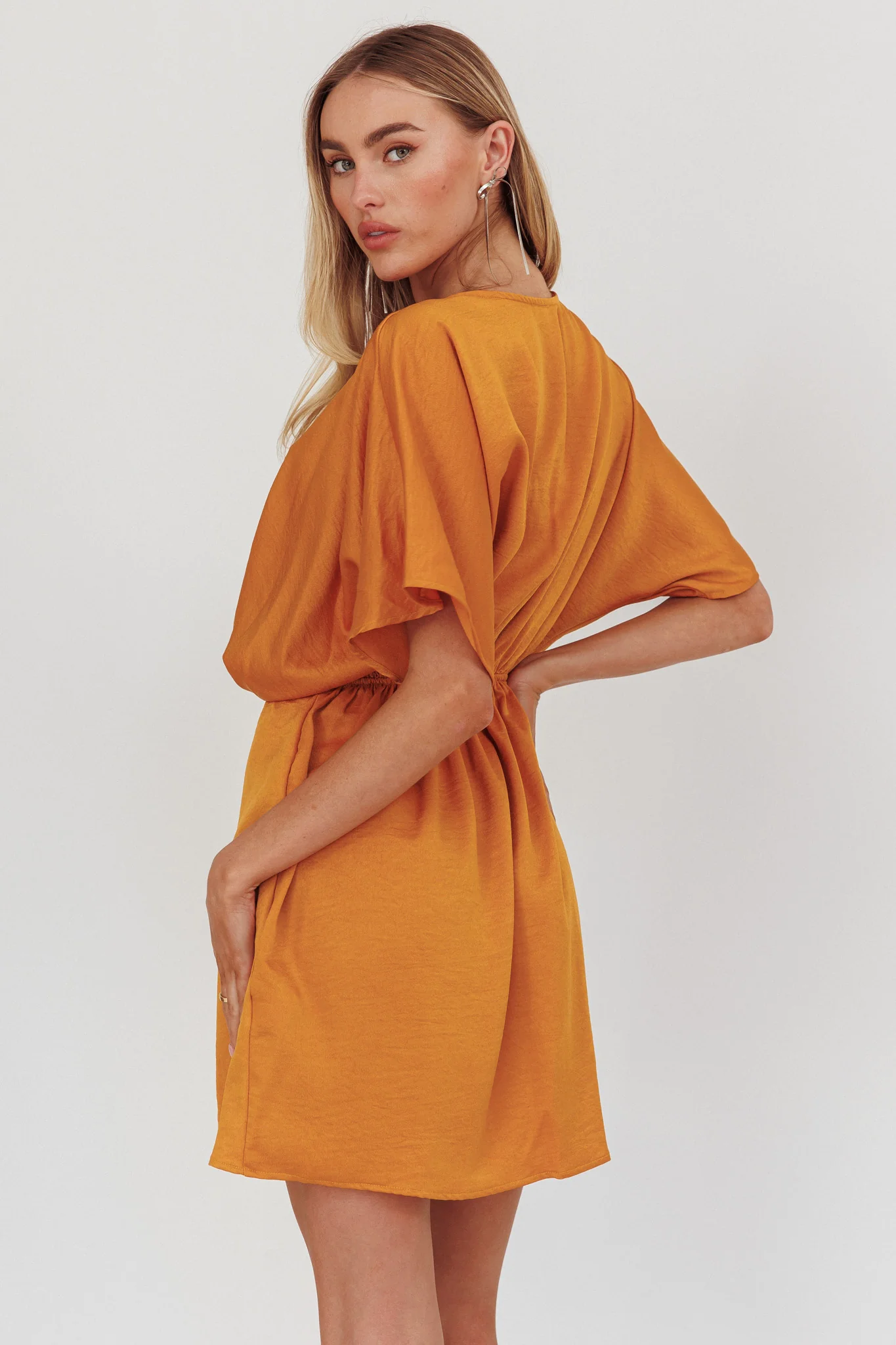 Lunisolar Flutter Sleeve Mini Dress Mustard - Seraphlike