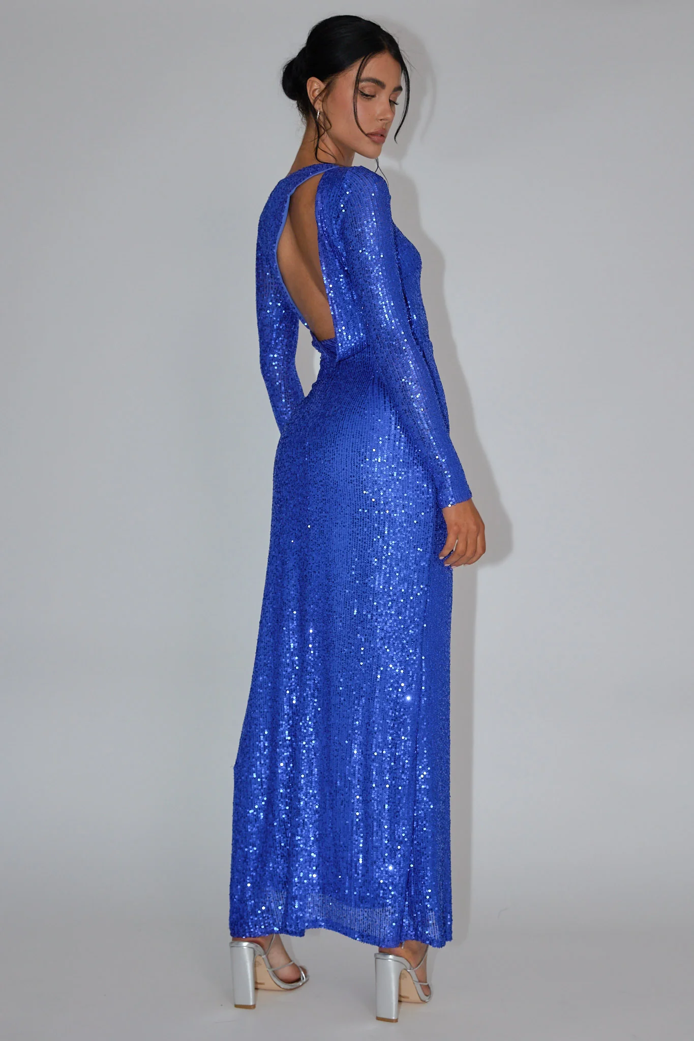 Le Monde Long Sleeve Sequin Maxi Dress Navy - Seraphlike