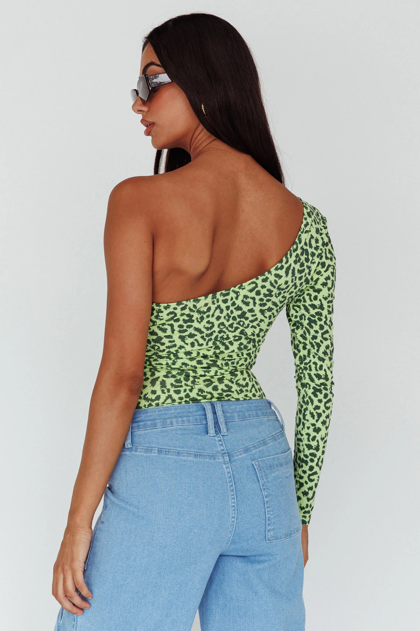 Fifi One Sleeve Bodysuit Leopard Apple - Seraphlike
