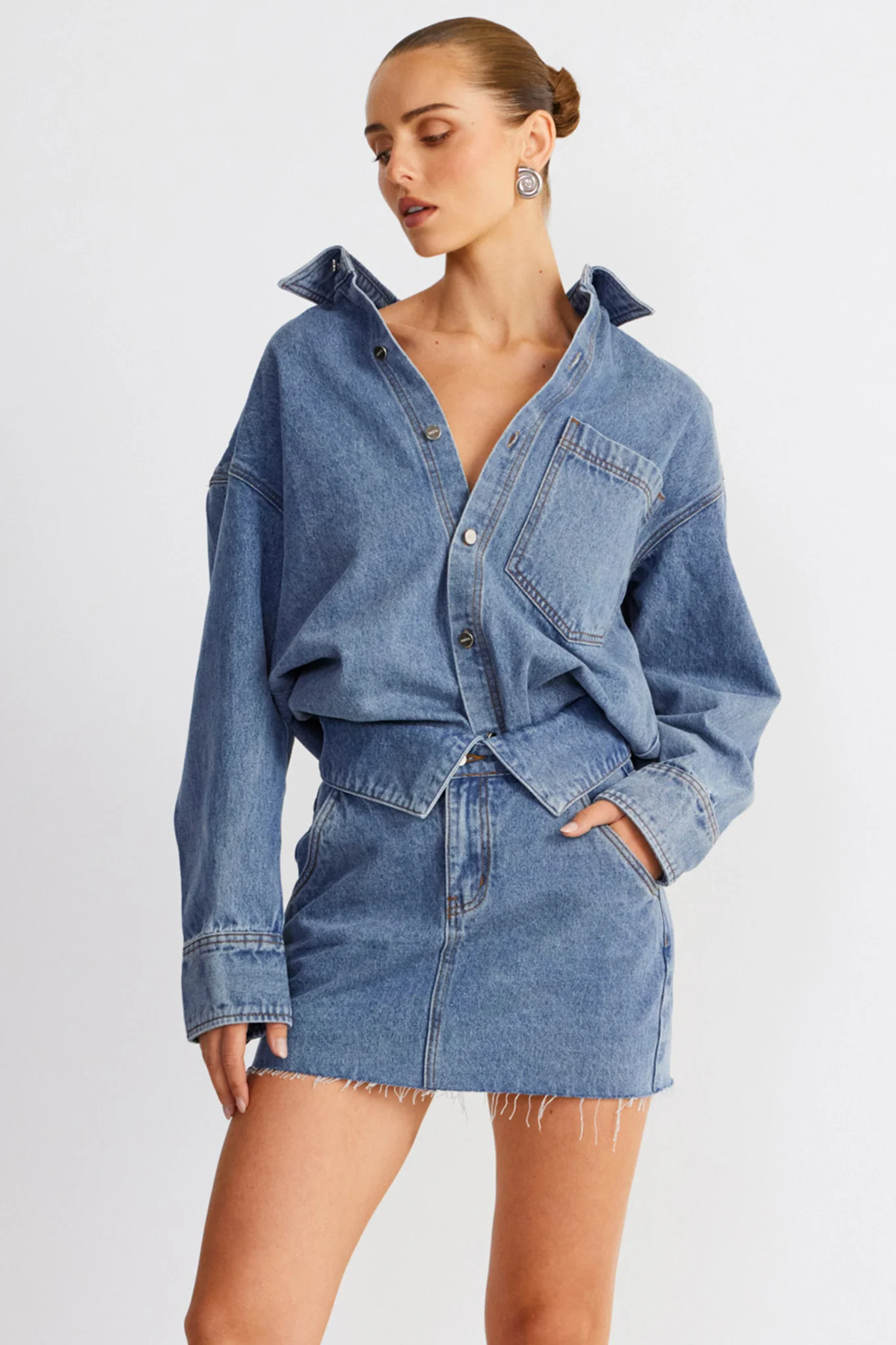 SNDYS Eve Denim Skirt Blue - Seraphlike