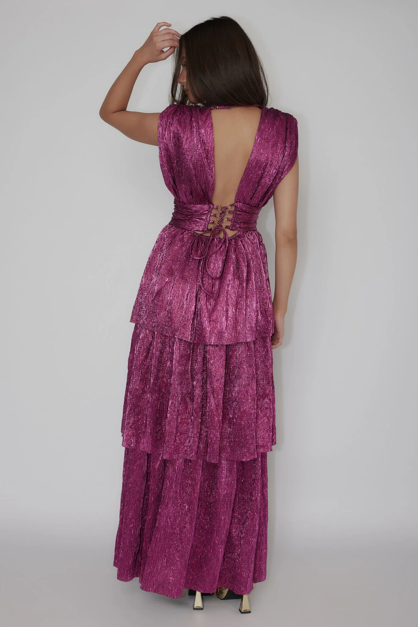 Shimmer Layered Maxi Dress Magenta Haze - Seraphlike
