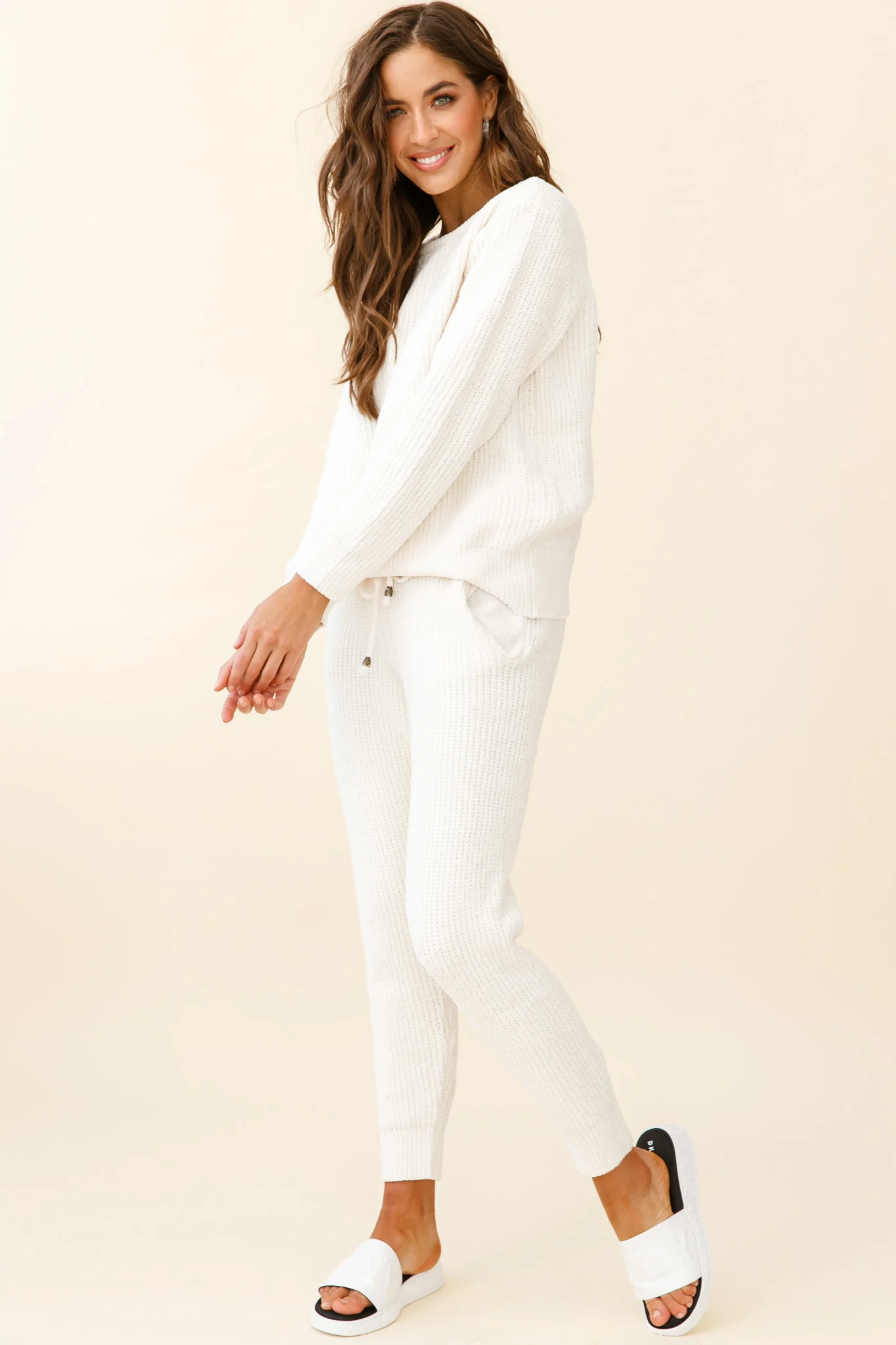 Sundown Front Pocket Jogger Pants Cream - Seraphlike