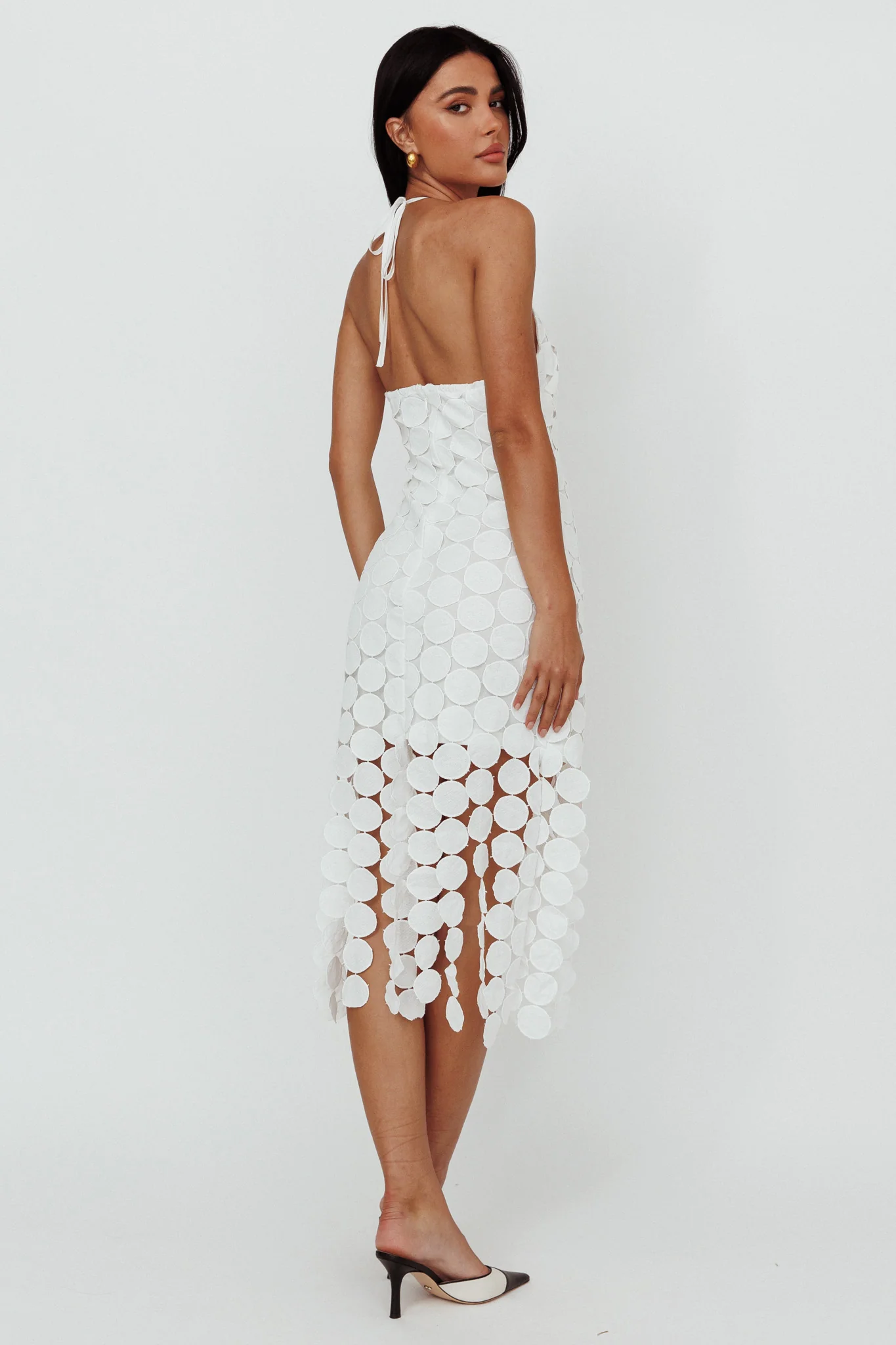 Taking Chances Halterneck Circle Mini Dress White - Seraphlike
