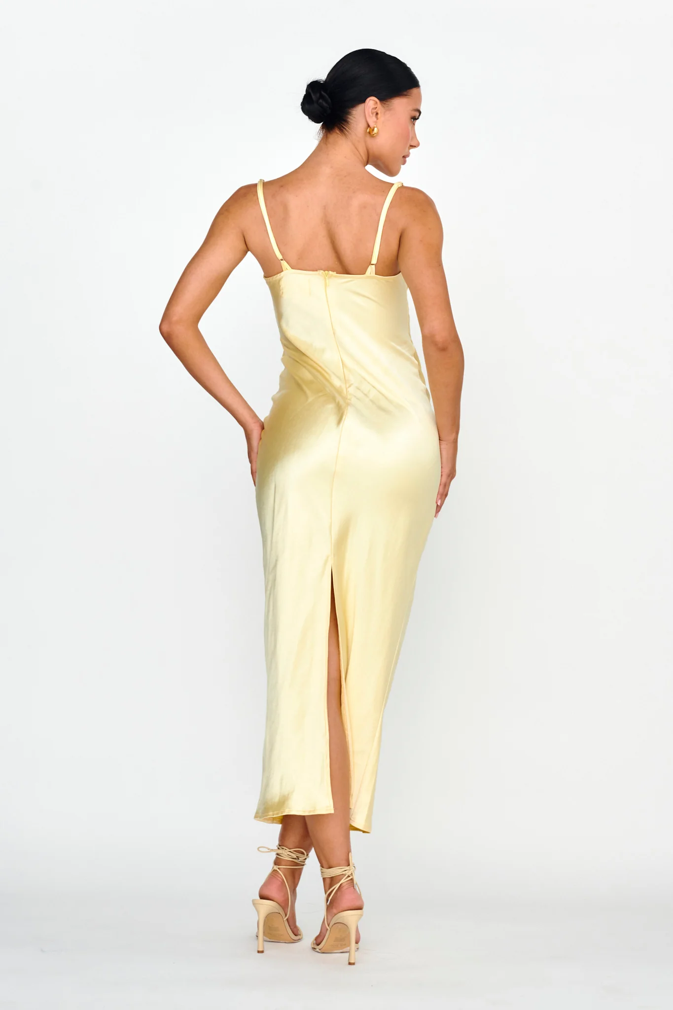 Fortune Lace Trim Bust Tie Midi Dress Butter - Seraphlike