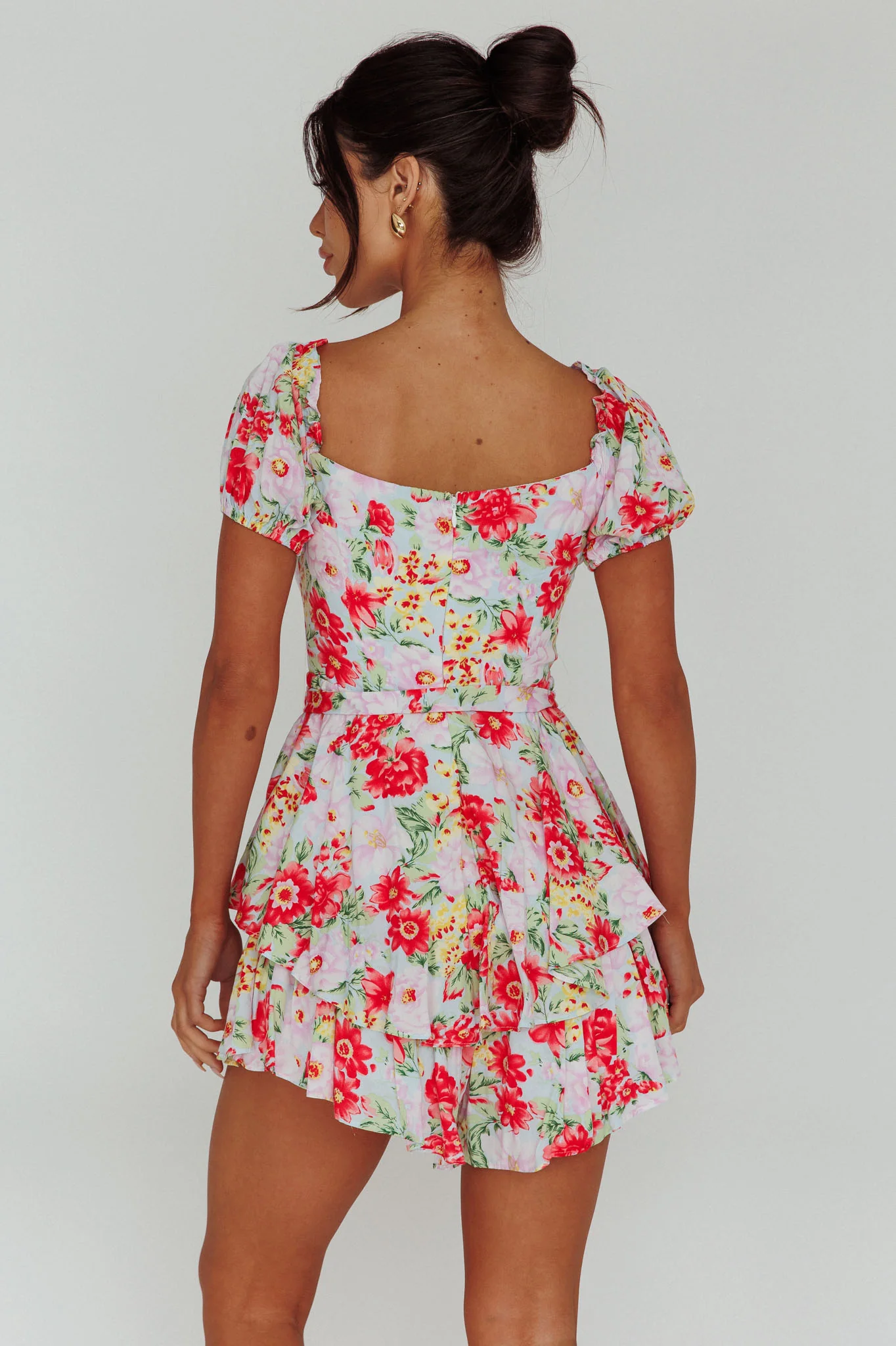 Whimsical Cut-out Bodice Romper Floral Pink - Seraphlike
