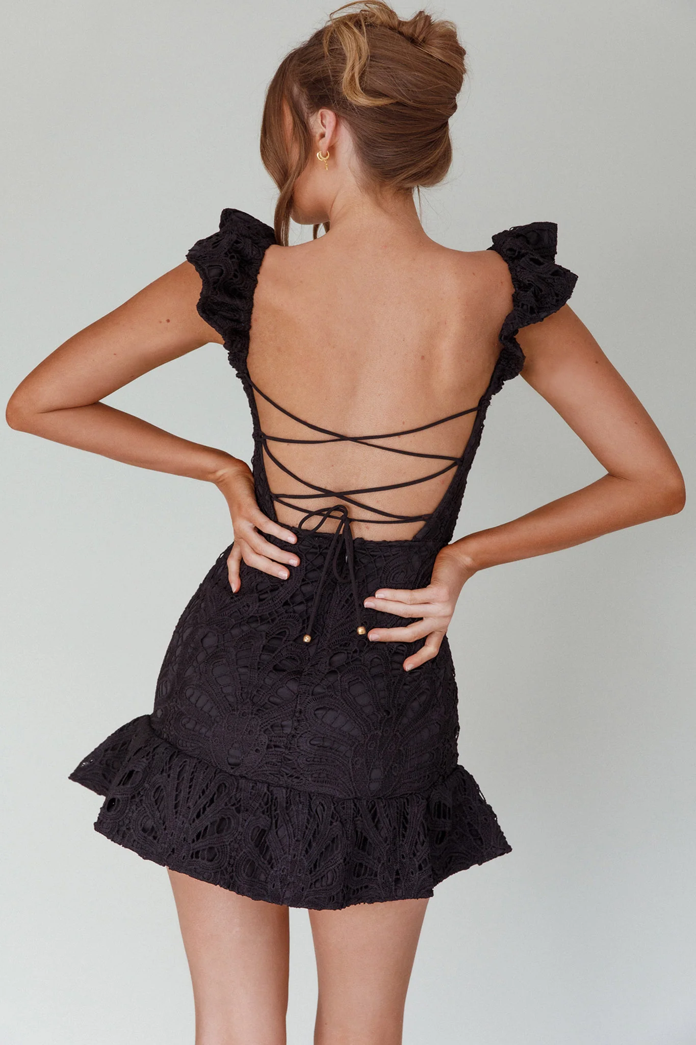 Mon Papillon Lace Mini Dress Black - Seraphlike