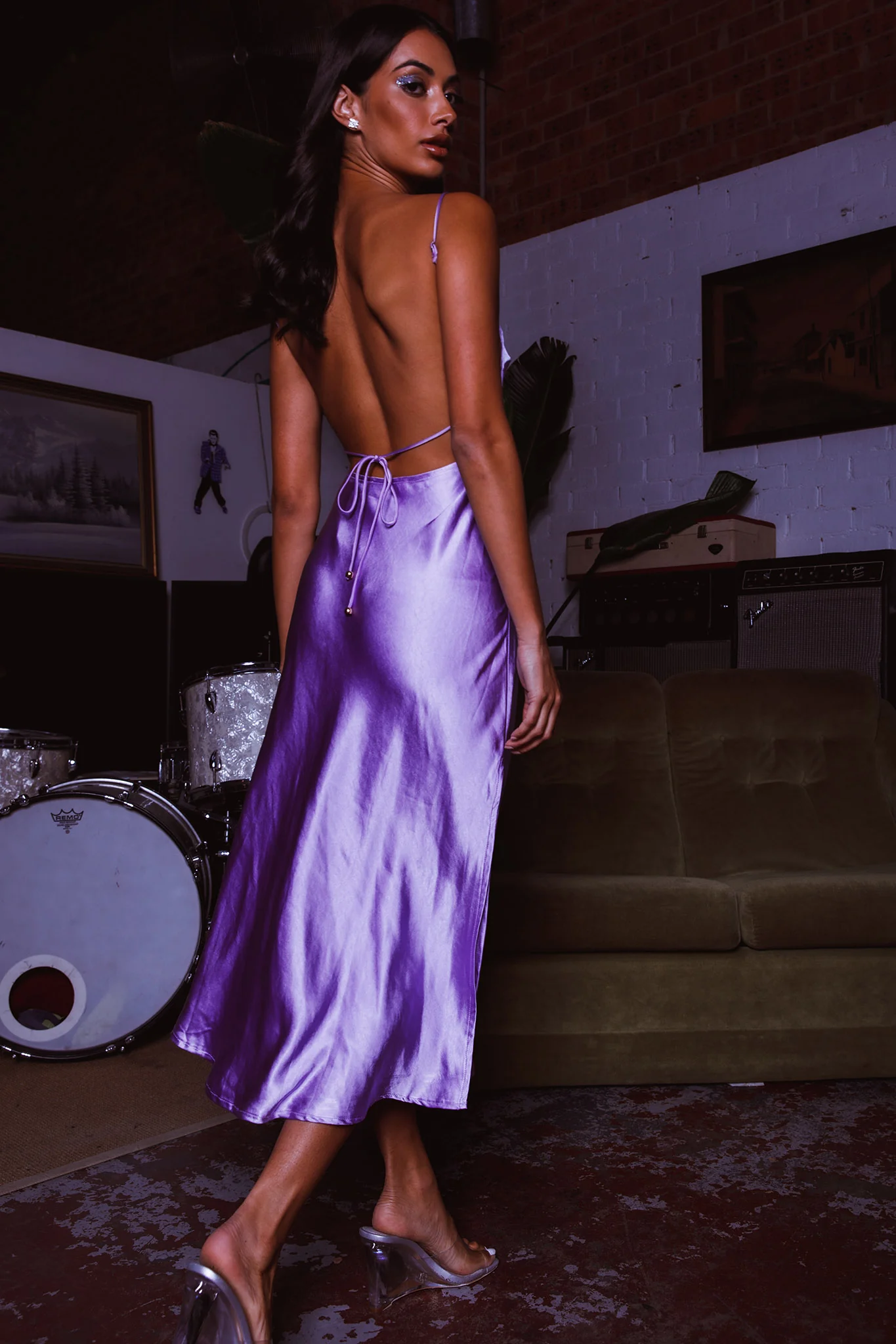 Dolce Life Low Back Midi Dress Lilac - Seraphlike