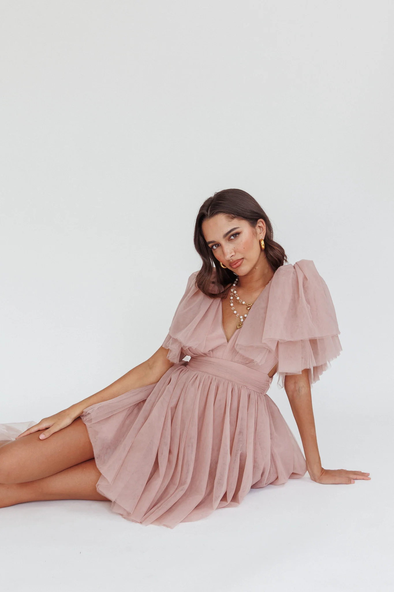 Star Power Tulle Train Mini Dress Blush - Seraphlike