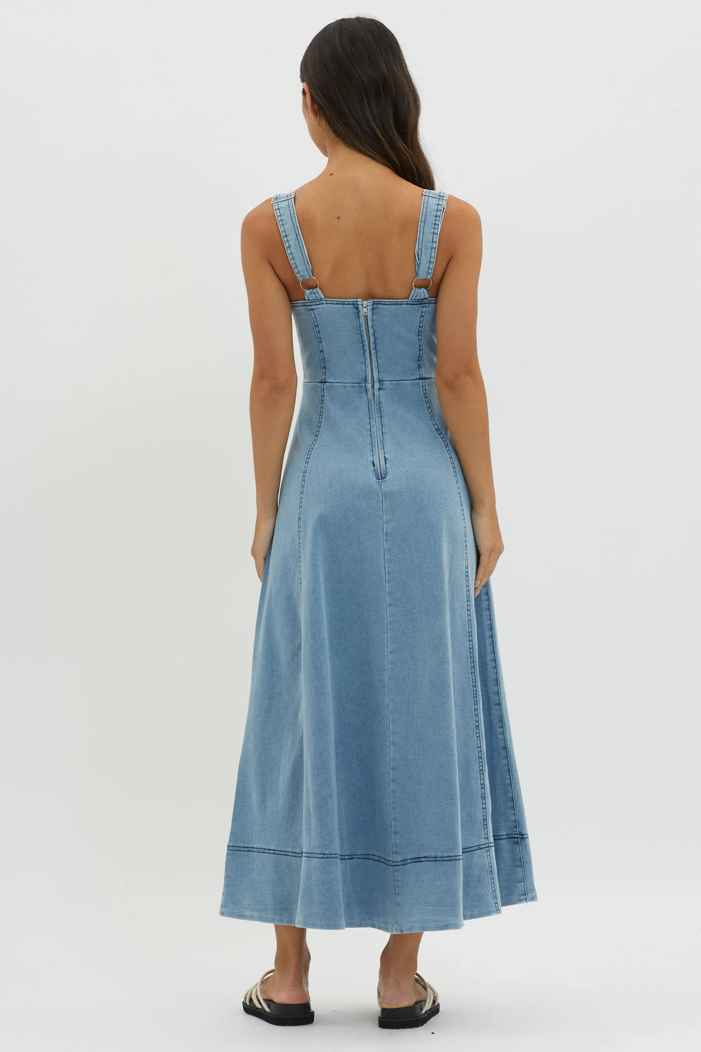 Laureen Pocket Maxi Dress Denim Blue - Seraphlike