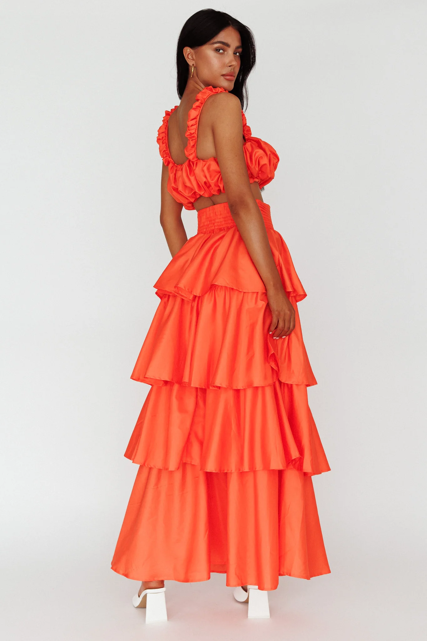 Sozo Layered Maxi Skirt Orange - Seraphlike