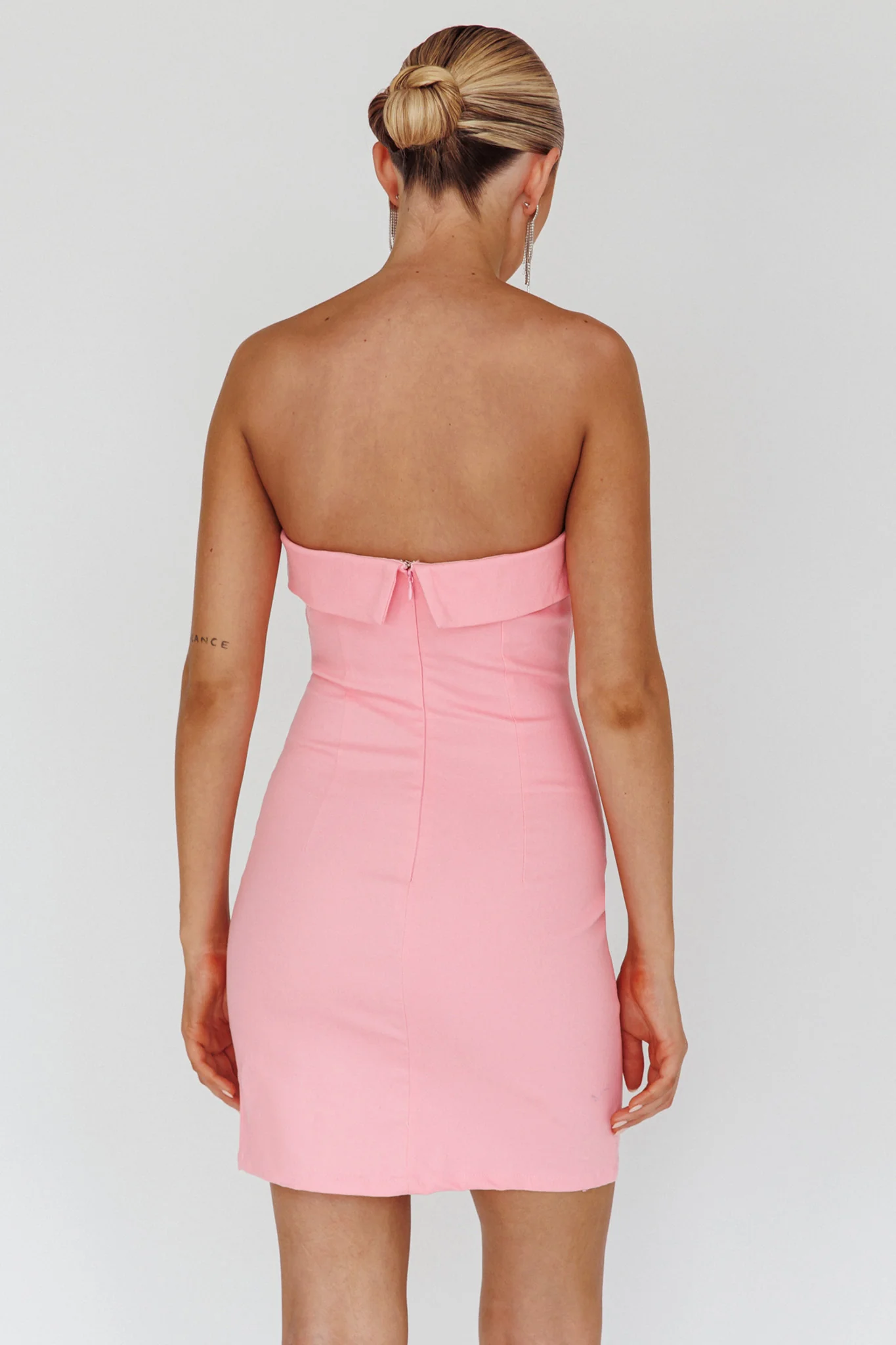 Jordi Foldover Neckline Mini Dress Baby Pink - Seraphlike