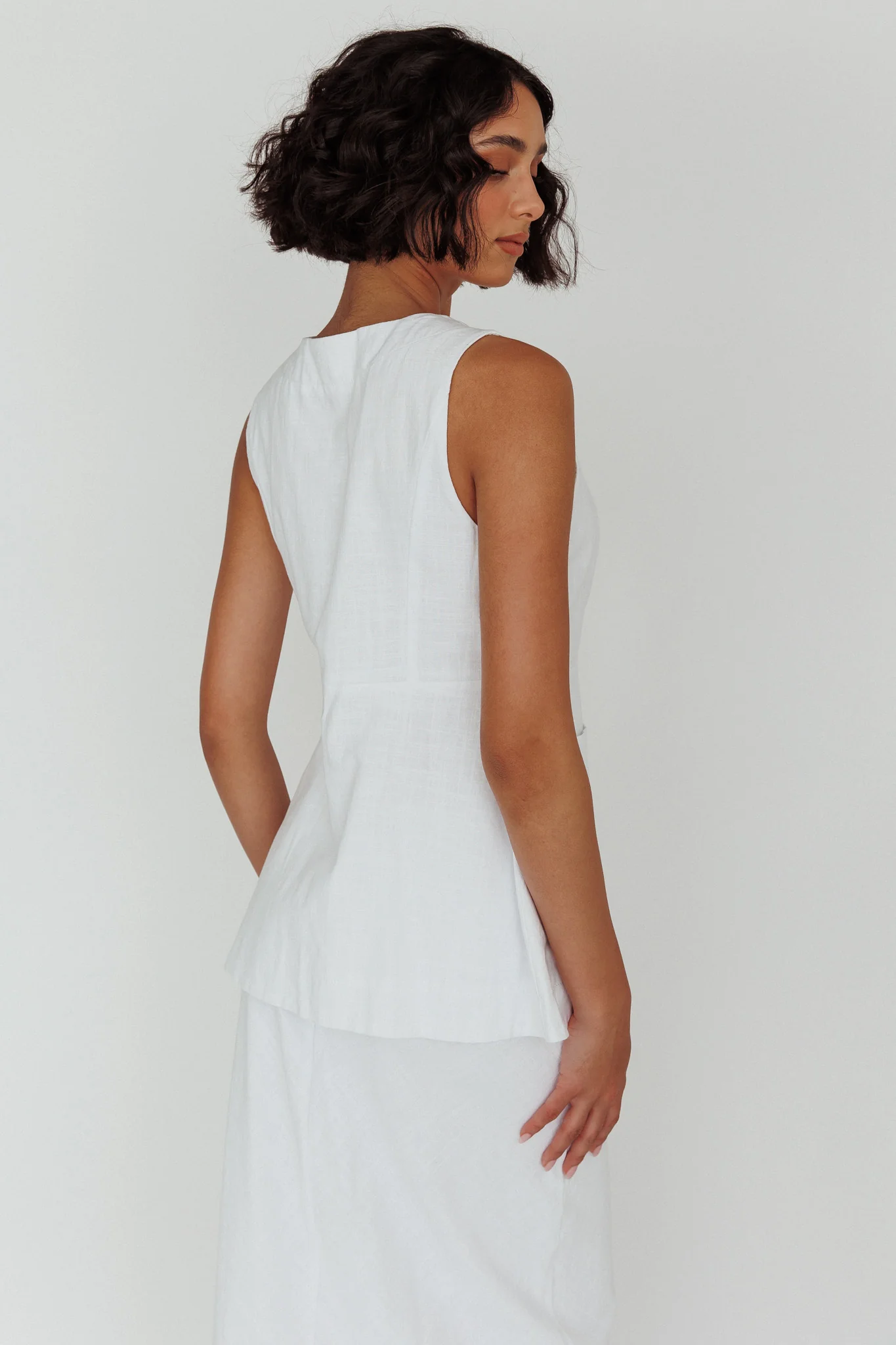 Philomena Button Vest Top White - Seraphlike