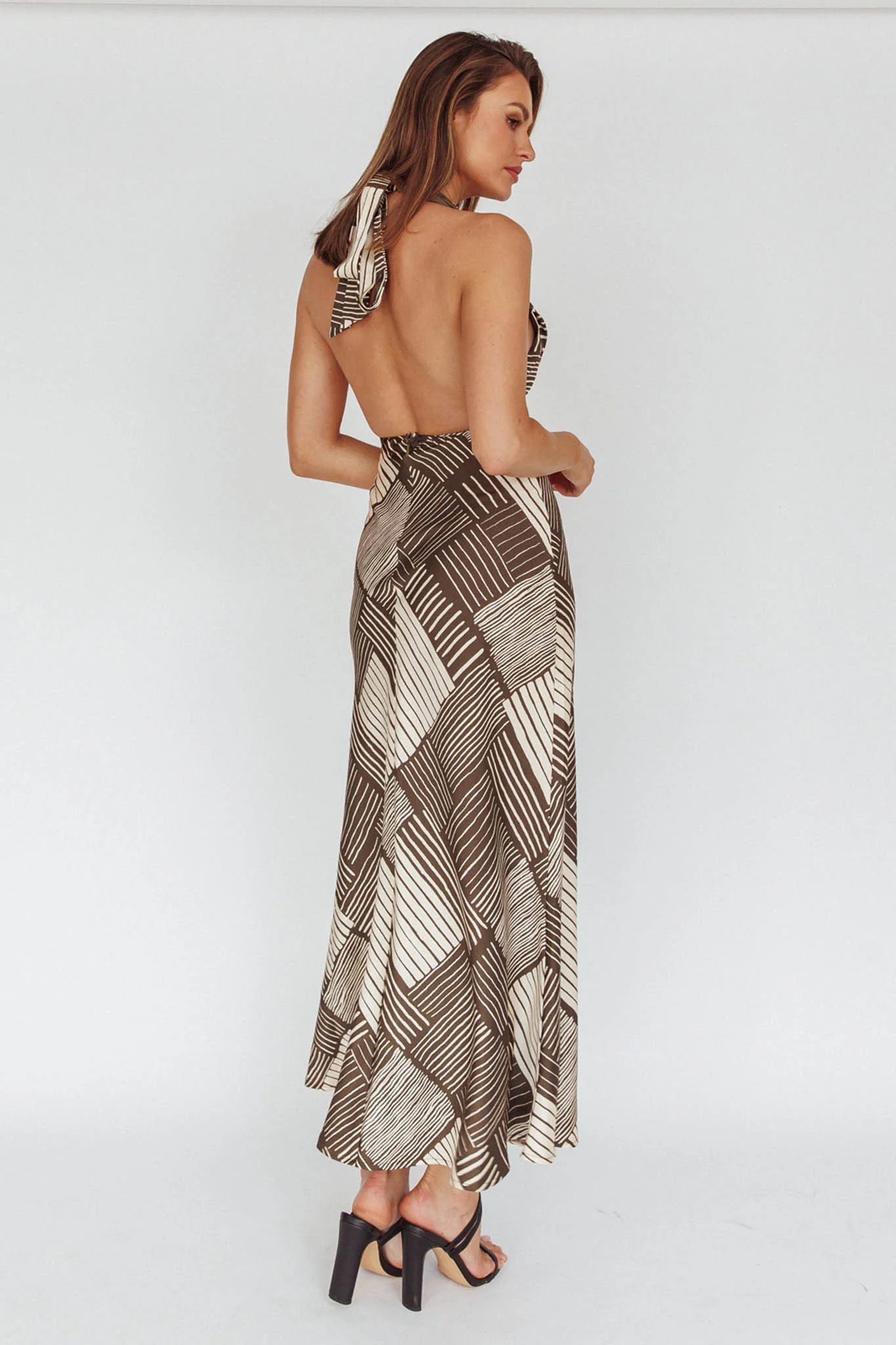 Kailie Halterneck Midi Dress Crosshatch Olive - Seraphlike