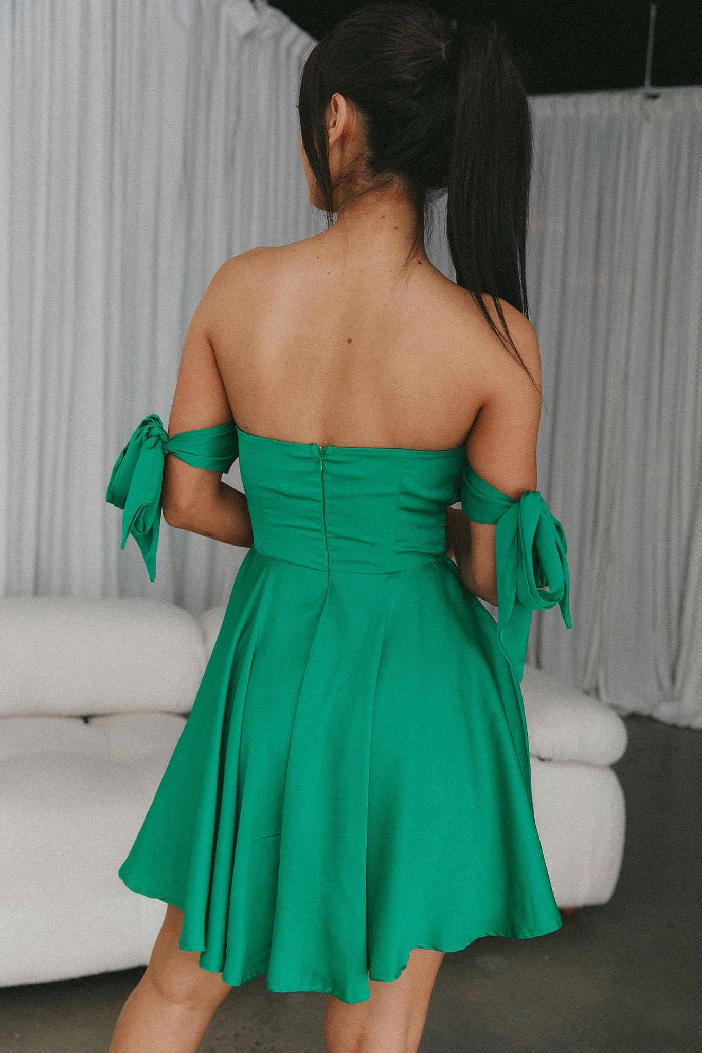 One Sweet Day Off Shoulder A-Line Dress Jade - Seraphlike