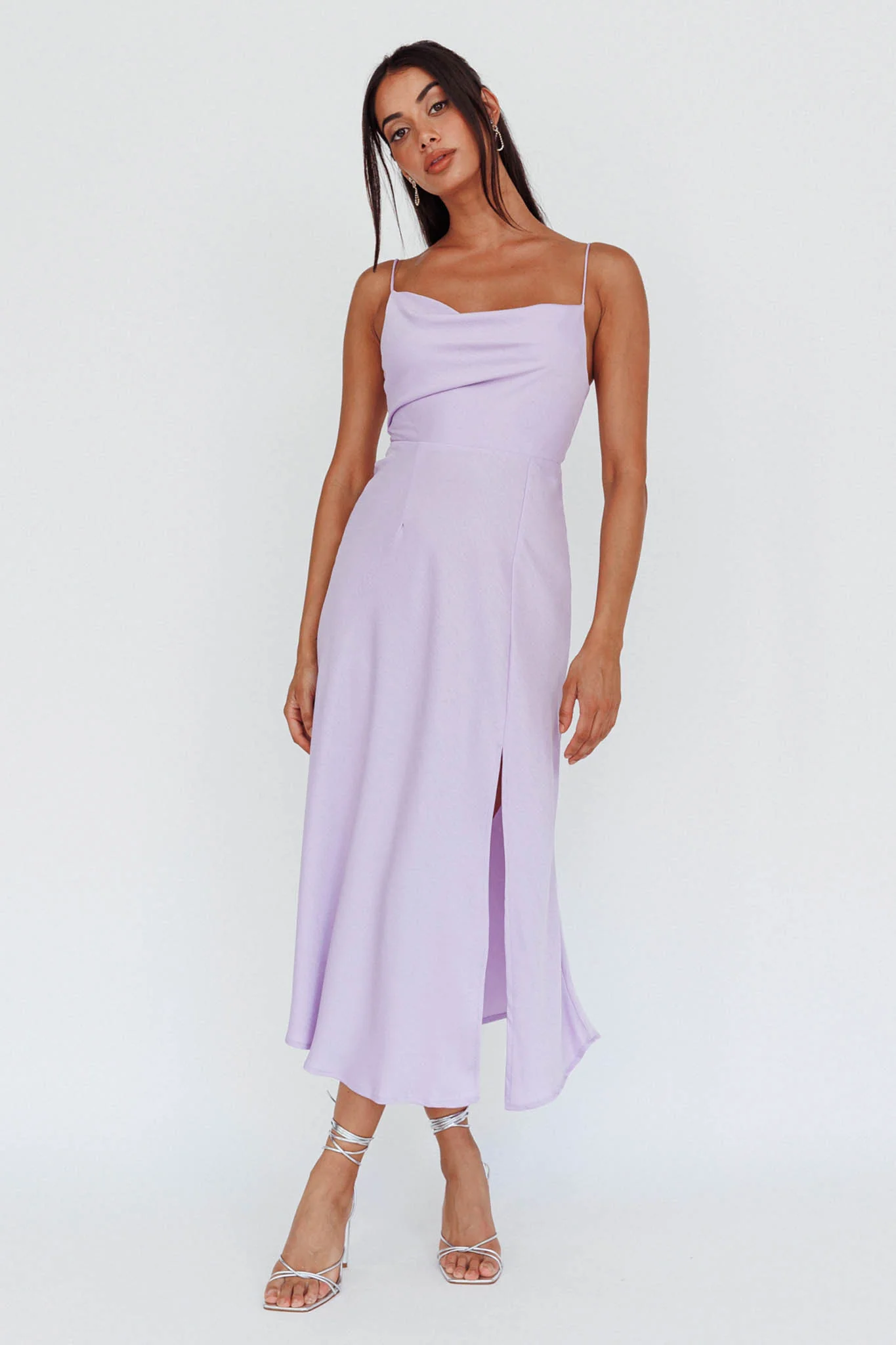 Suki Front Split Midi Dress Lilac - Seraphlike